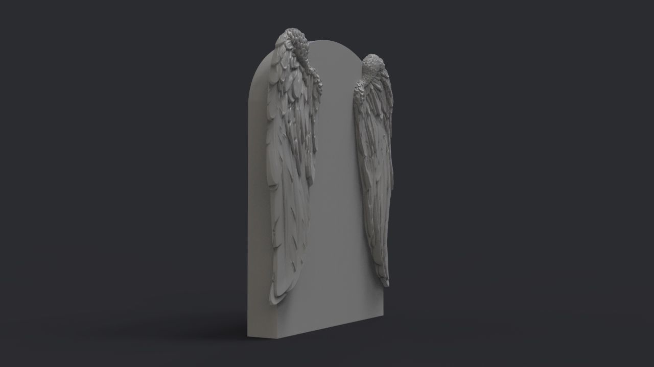 Angel wings headstone 3D print model_1
