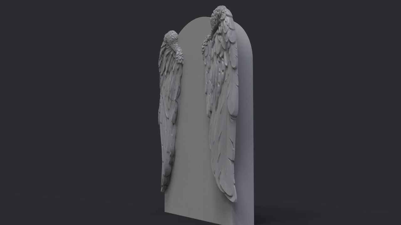Angel wings headstone 3D print model_3
