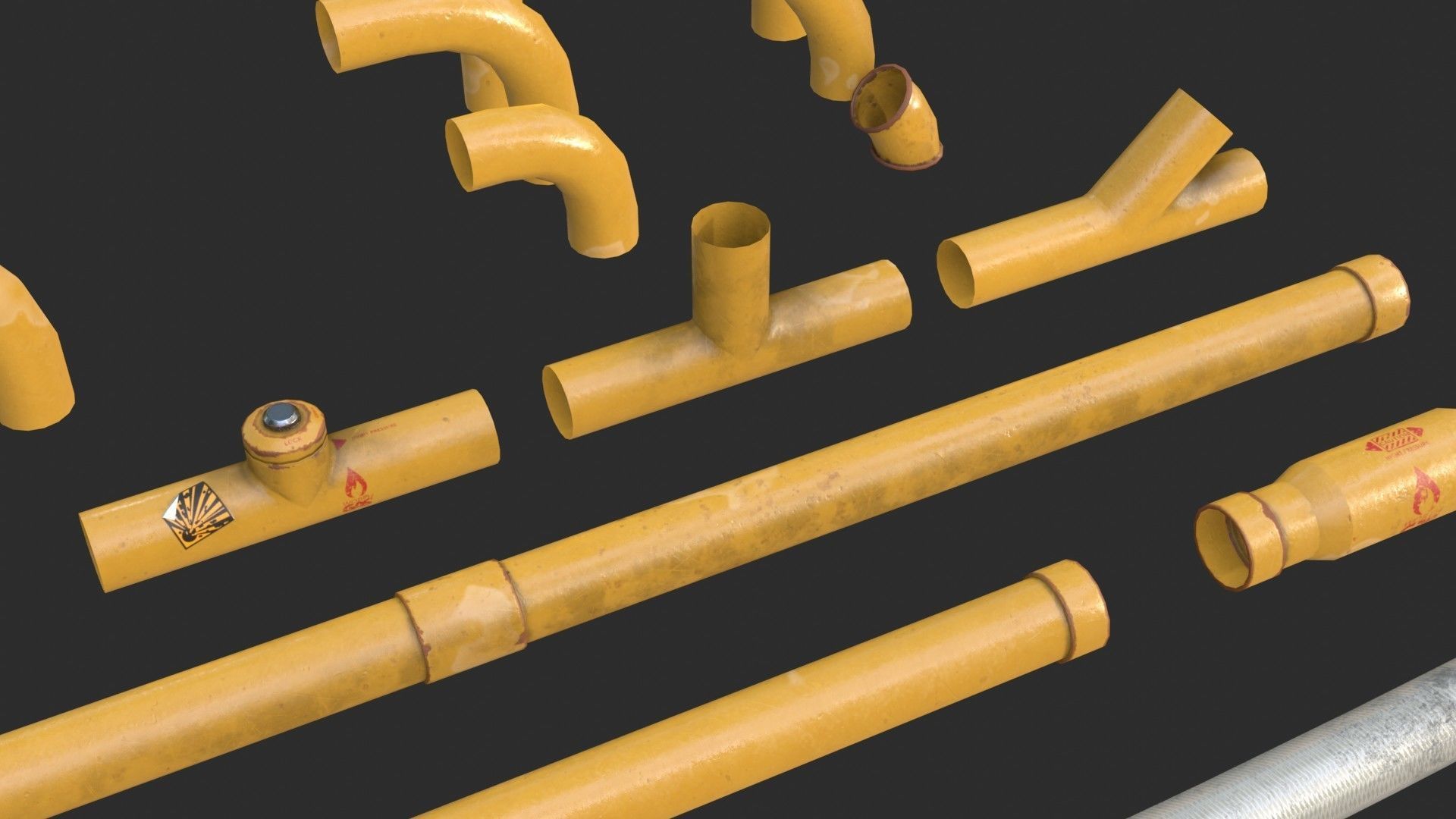 Modular Pipes - Gas Pipeline Low-poly 3D model_7
