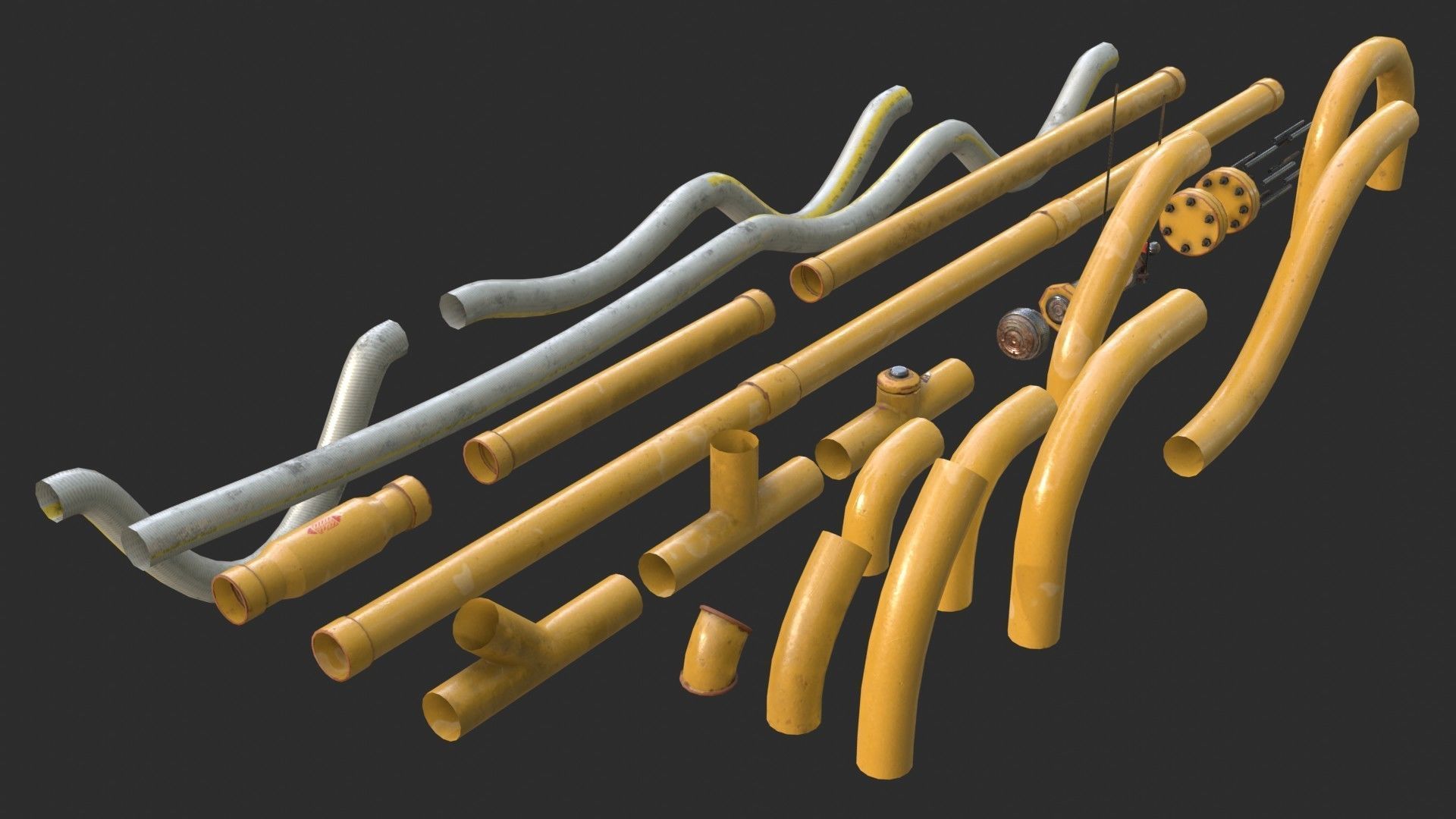 Modular Pipes - Gas Pipeline Low-poly 3D model_4