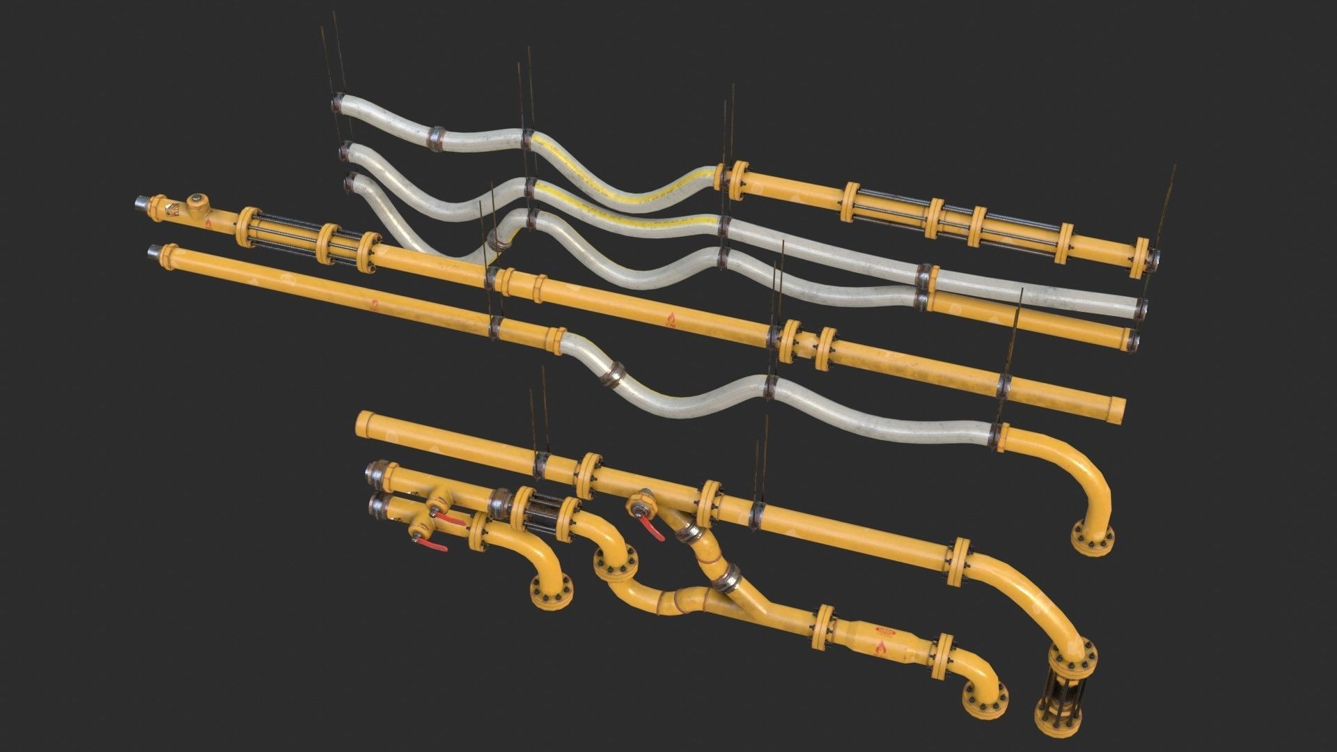 Modular Pipes - Gas Pipeline Low-poly 3D model_11