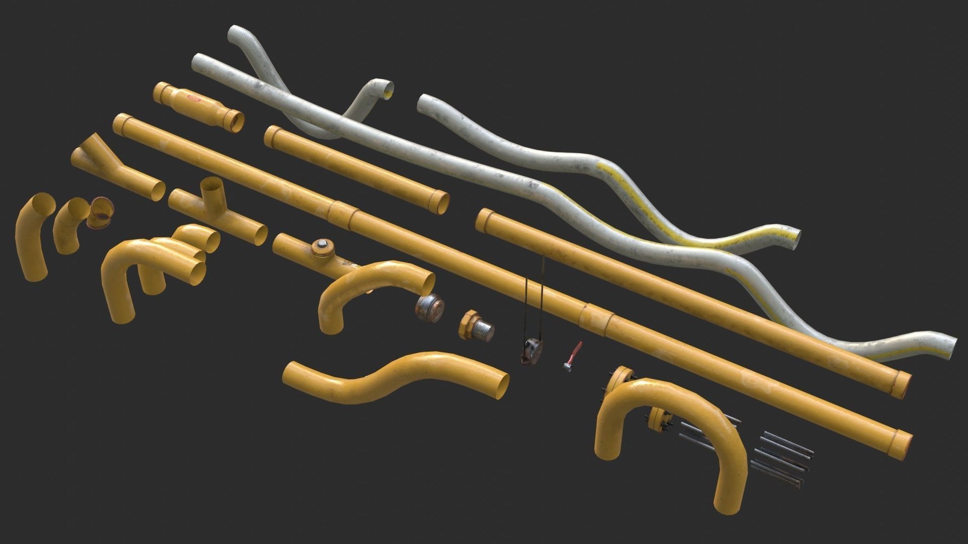 Modular Pipes - Gas Pipeline Low-poly 3D model_3