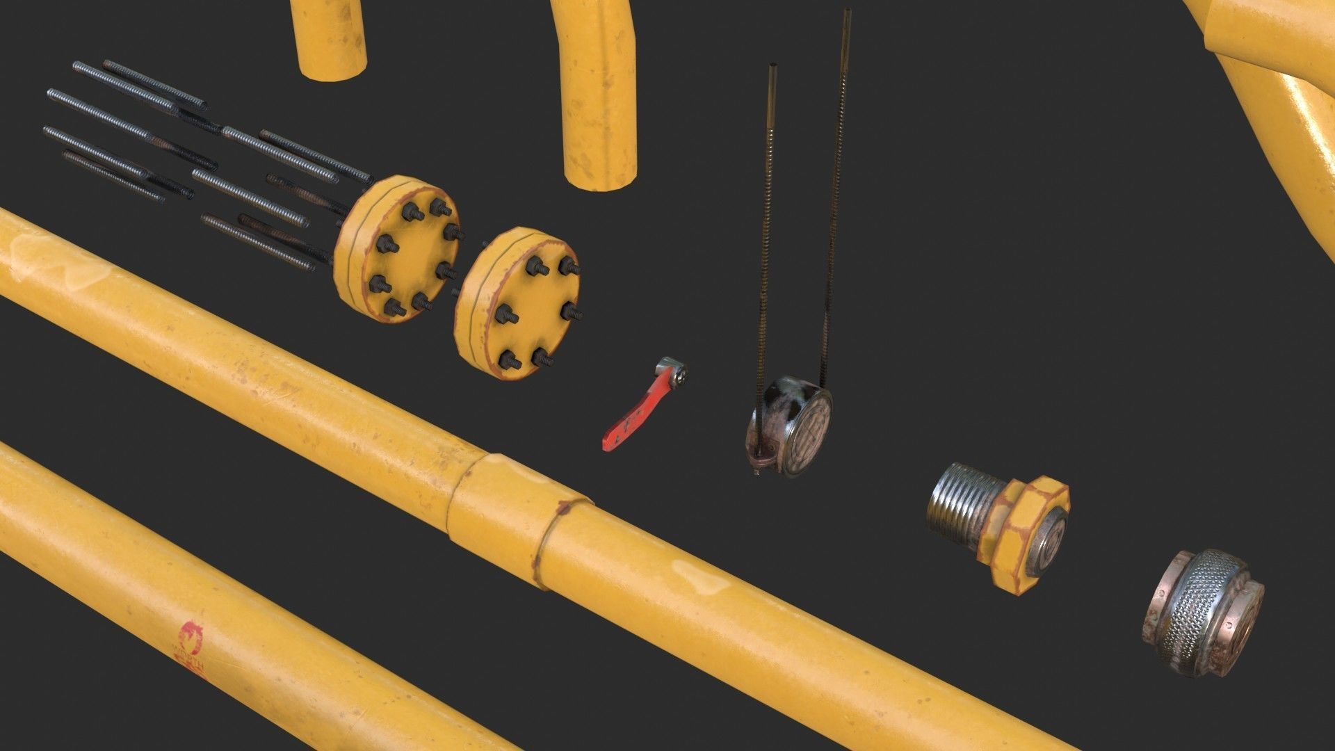 Modular Pipes - Gas Pipeline Low-poly 3D model_8