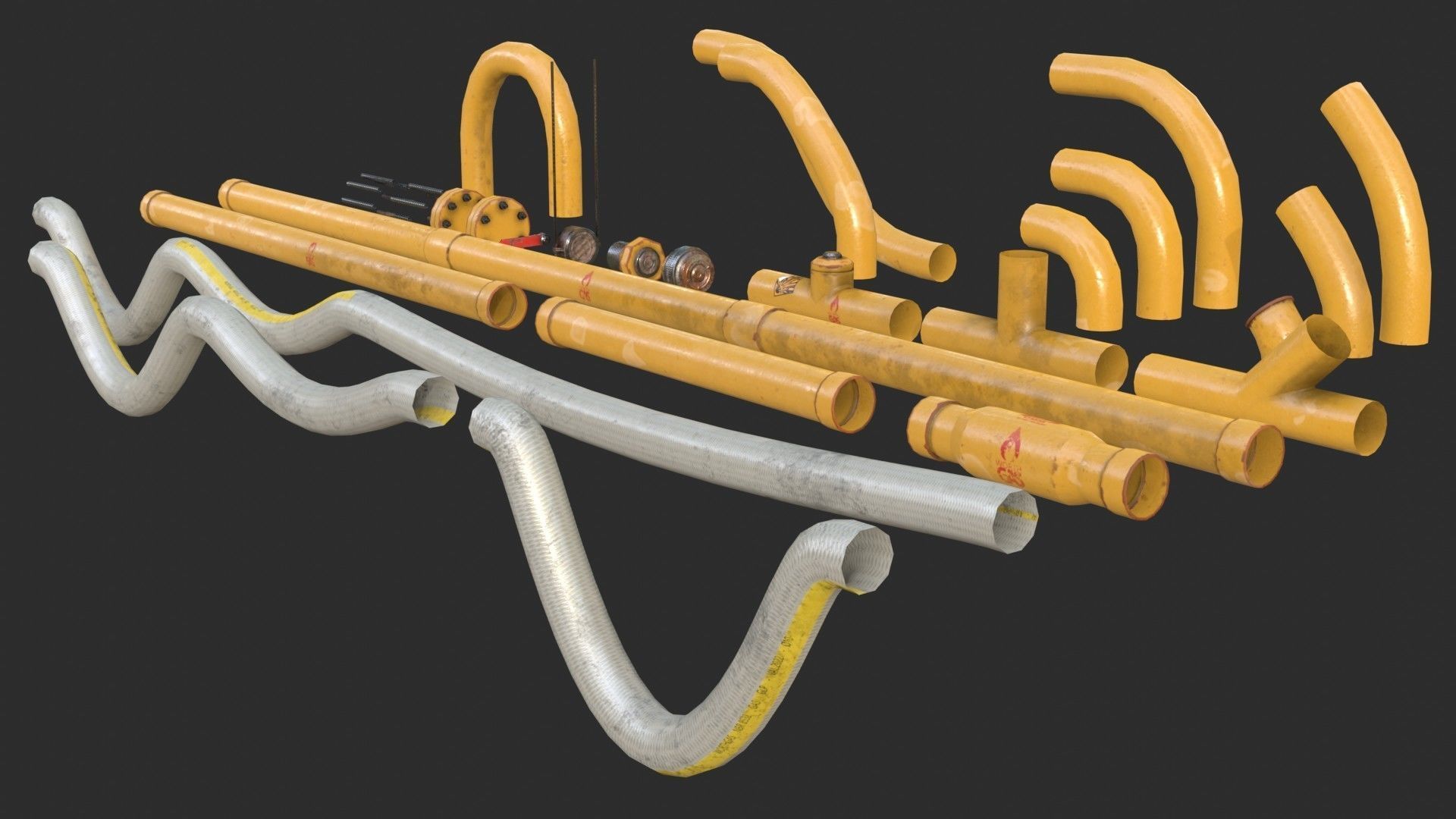 Modular Pipes - Gas Pipeline Low-poly 3D model_5