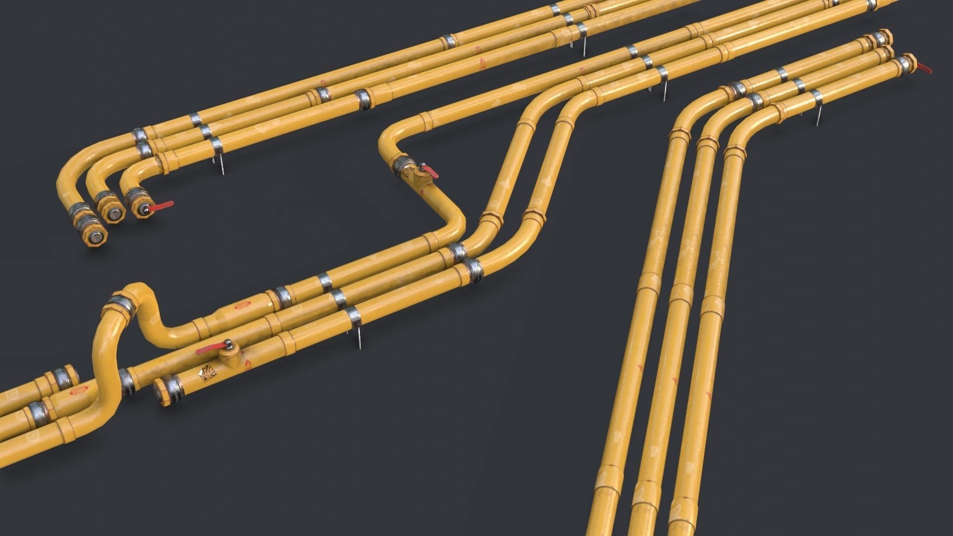 Modular Pipes - Gas Pipeline Low-poly 3D model_17
