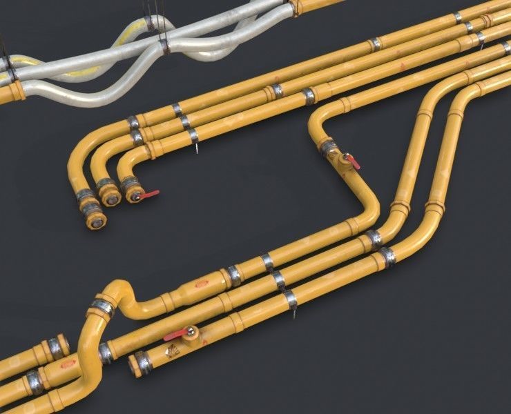 Modular Pipes - Gas Pipeline Low-poly 3D model_1