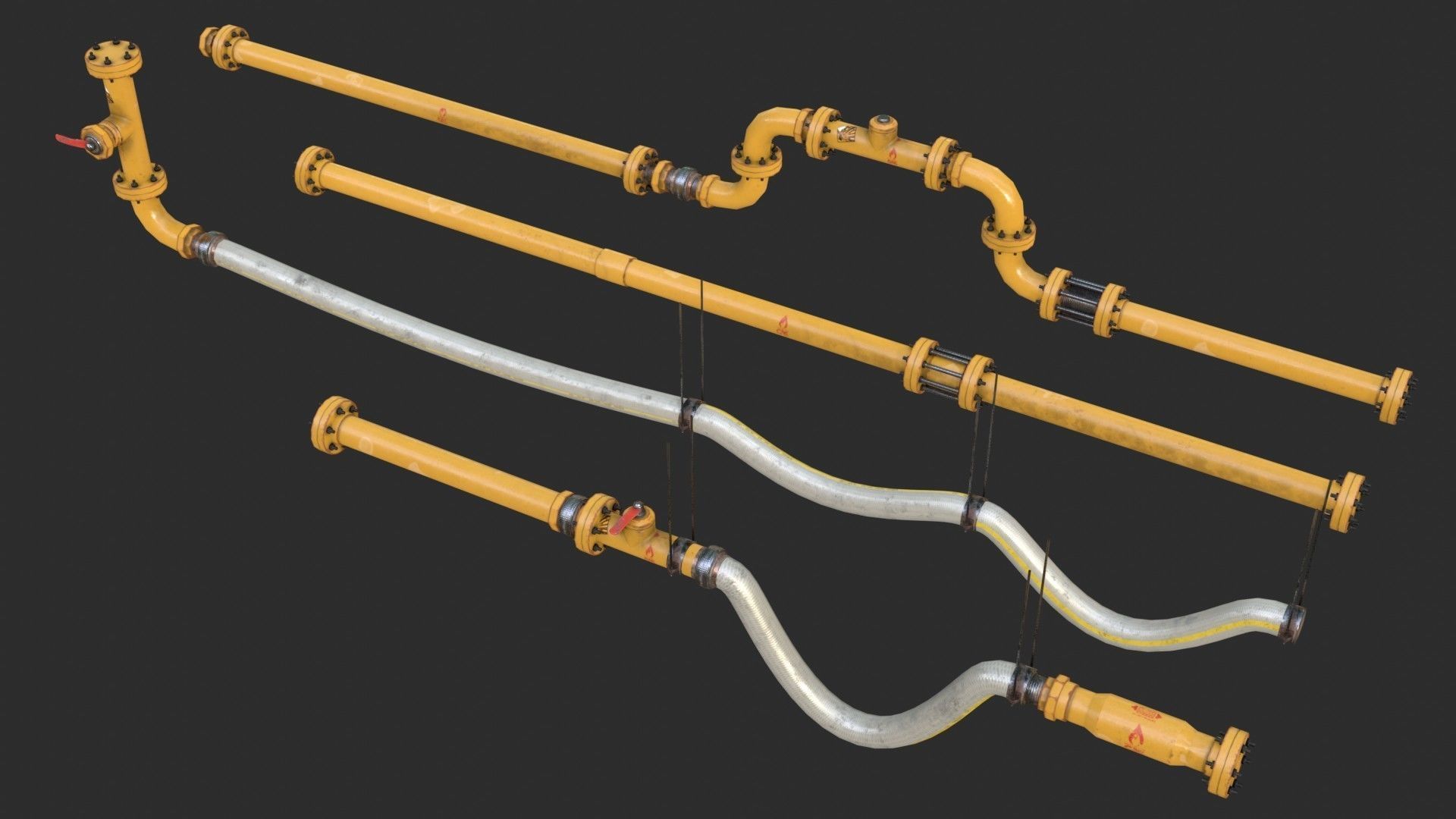 Modular Pipes - Gas Pipeline Low-poly 3D model_10