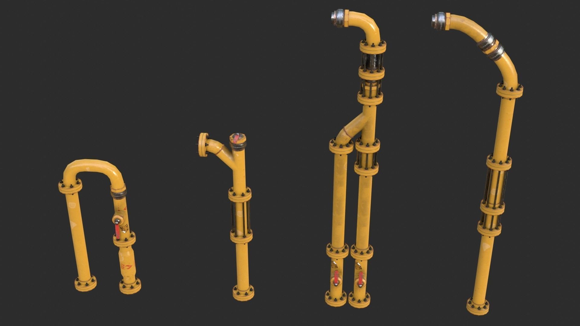 Modular Pipes - Gas Pipeline Low-poly 3D model_12
