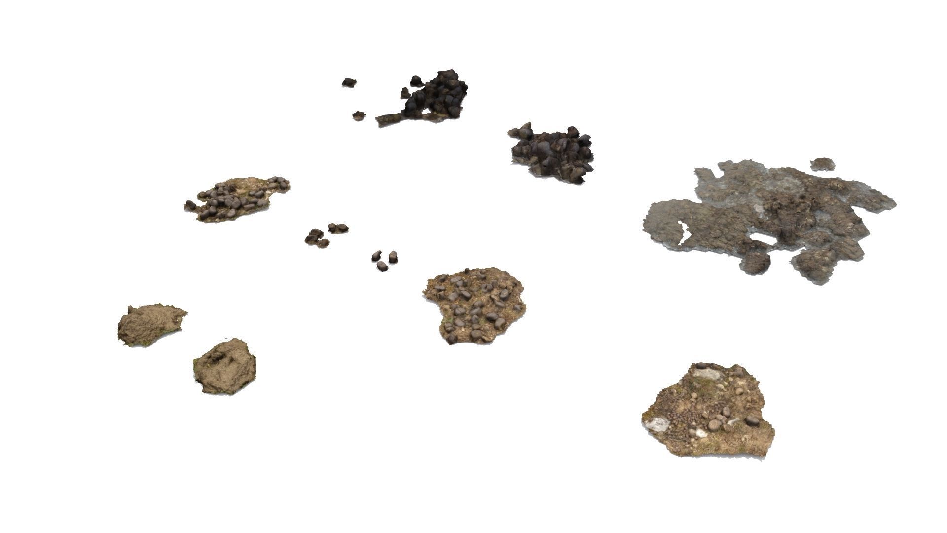 Farm animal manure set Low-poly 3D model_2
