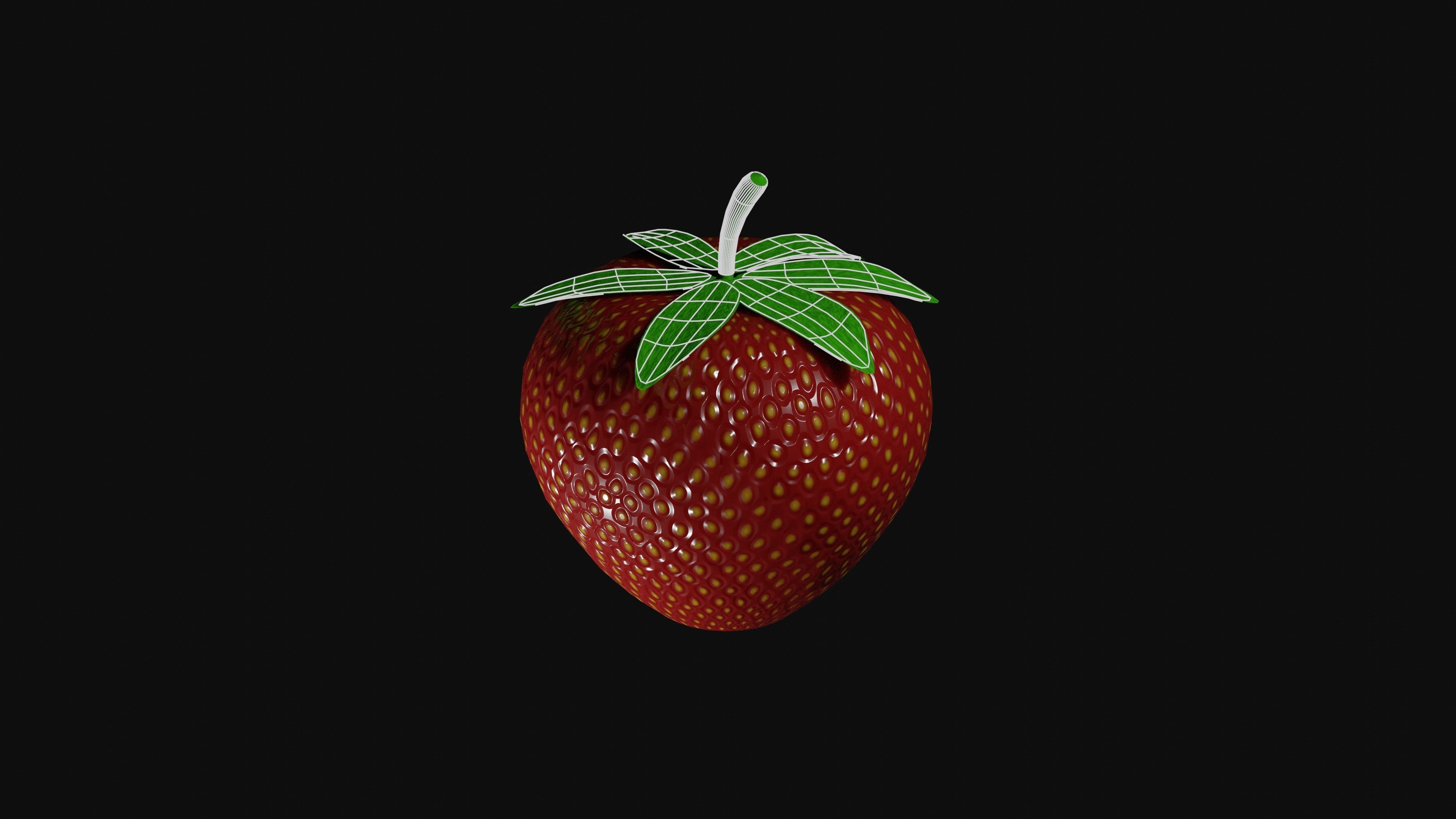 Strawberry Low-poly 3D model_2