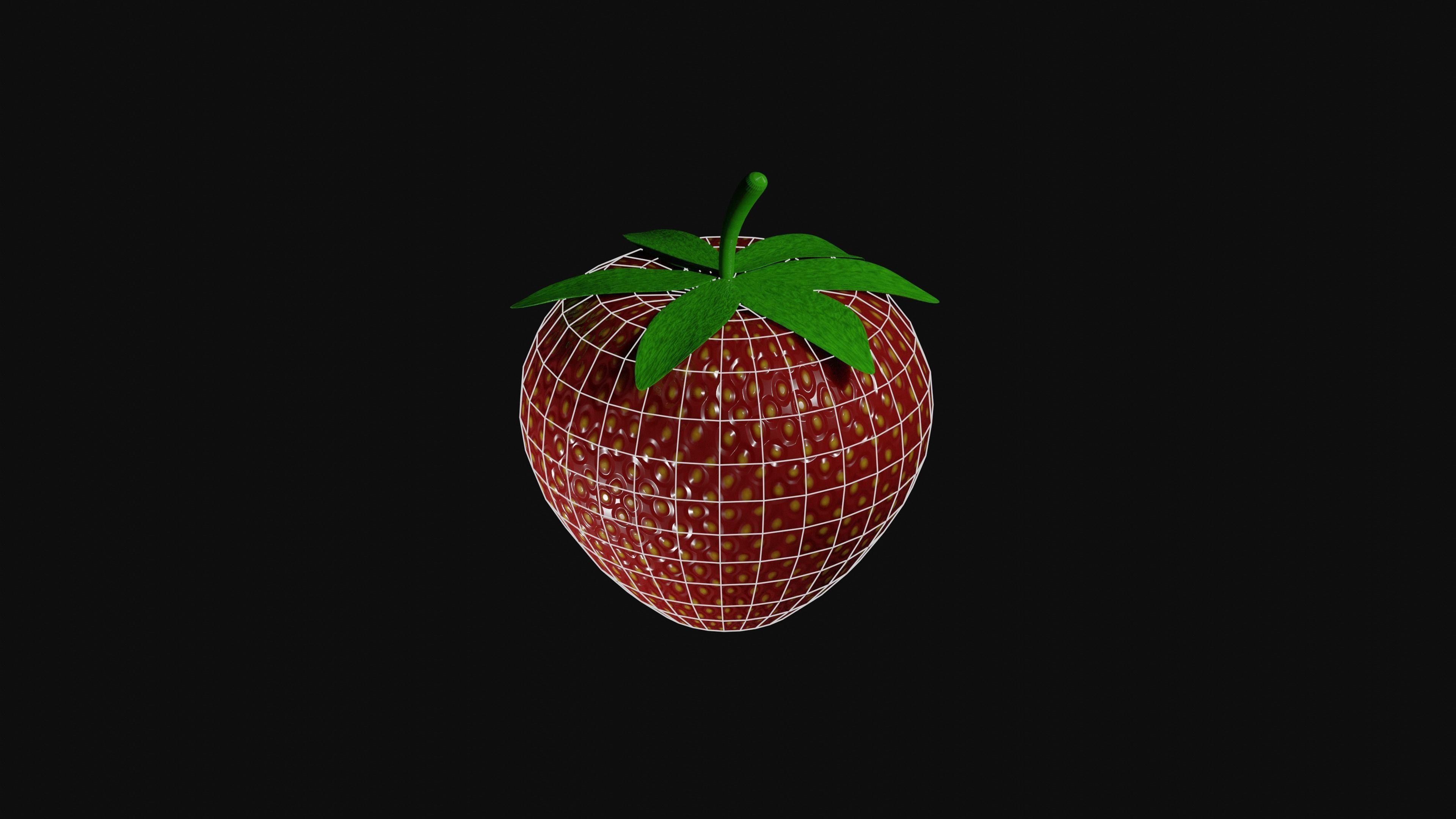 Strawberry Low-poly 3D model_1
