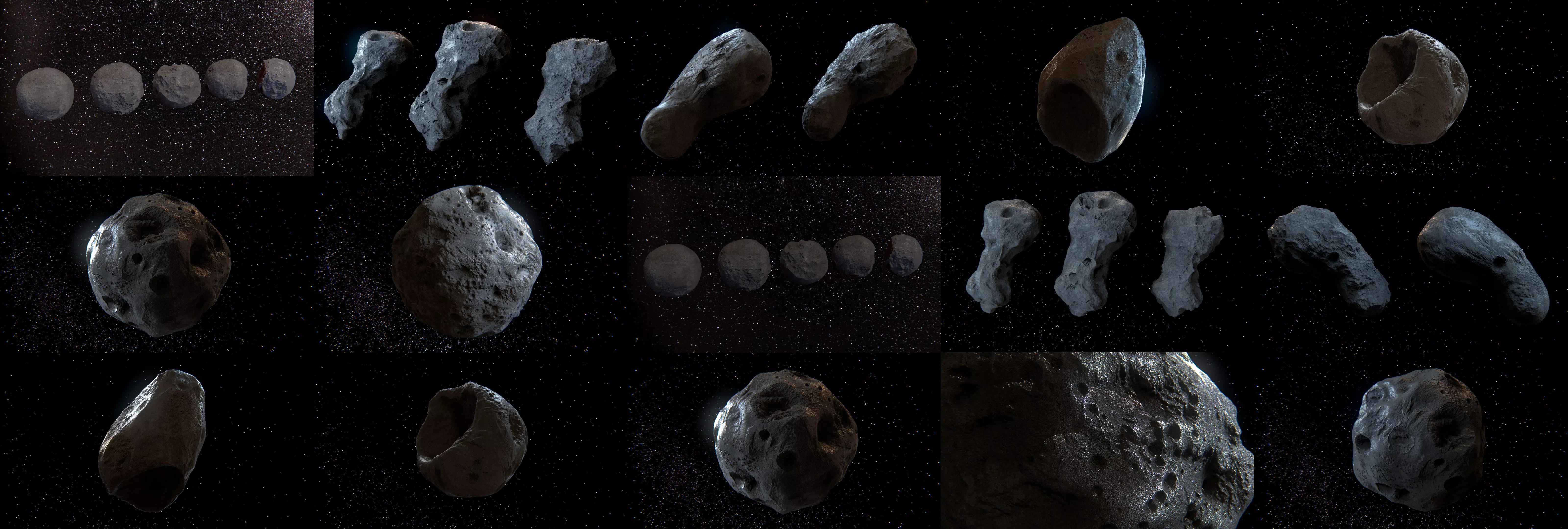 Detailed asteroids high-poly set 3D Model Collection_0