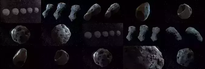 Detailed asteroids high-poly set 3D Model Collection