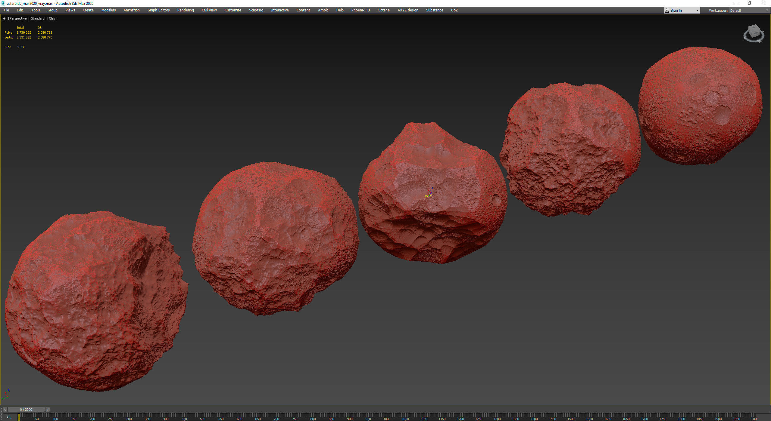 Detailed asteroids high-poly set 3D Model Collection_13