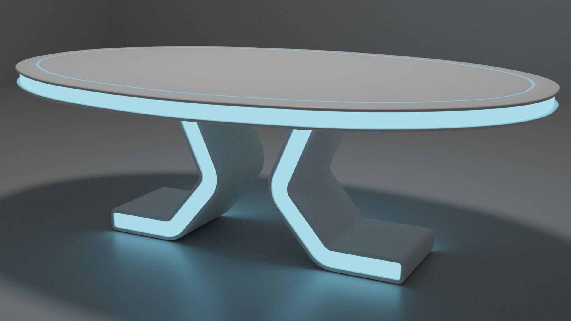 Sci-fi chair and table Low-poly 3D model_4