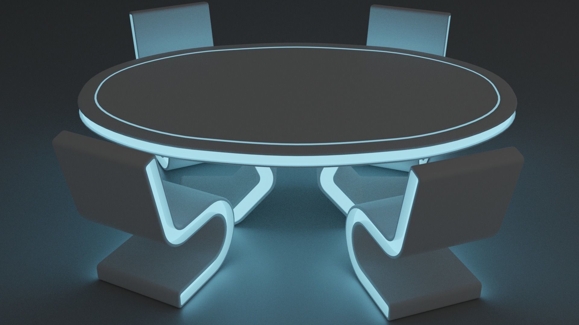 Sci-fi chair and table Low-poly 3D model_1