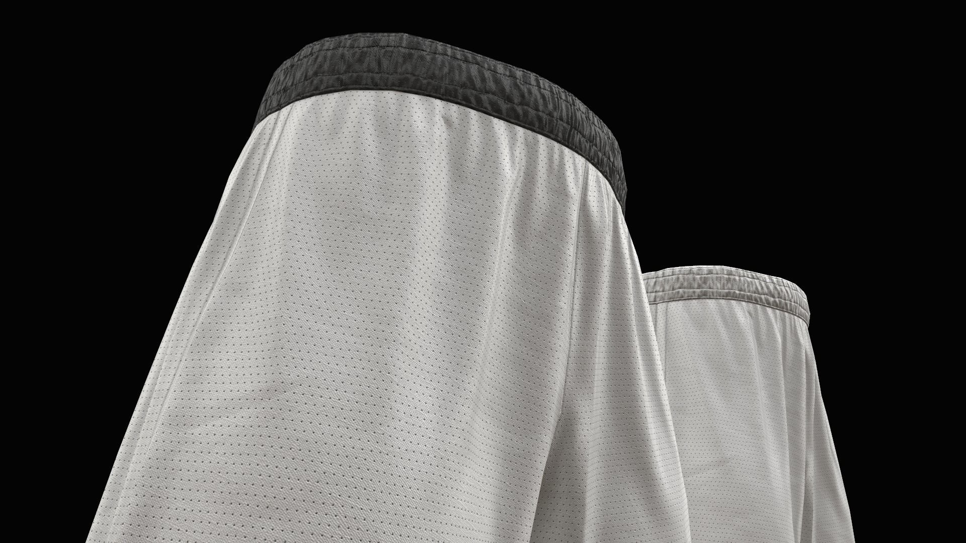 White shorts Low-poly 3D model_9