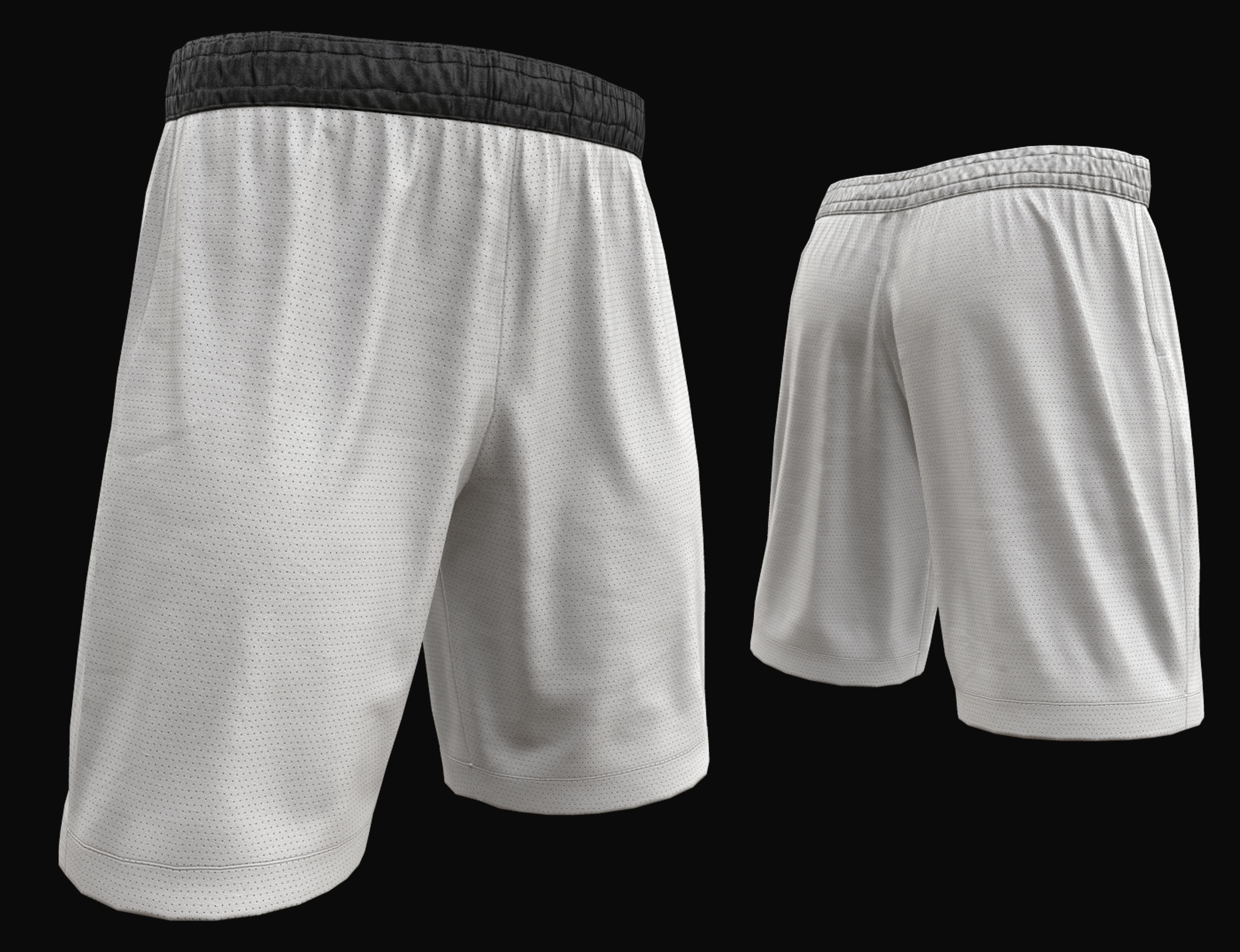 White shorts Low-poly 3D model_1