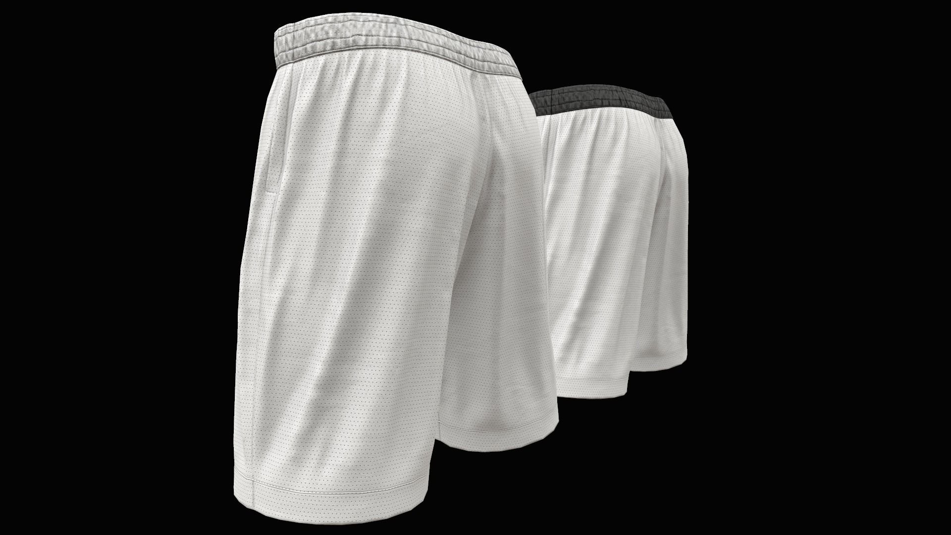 White shorts Low-poly 3D model_6