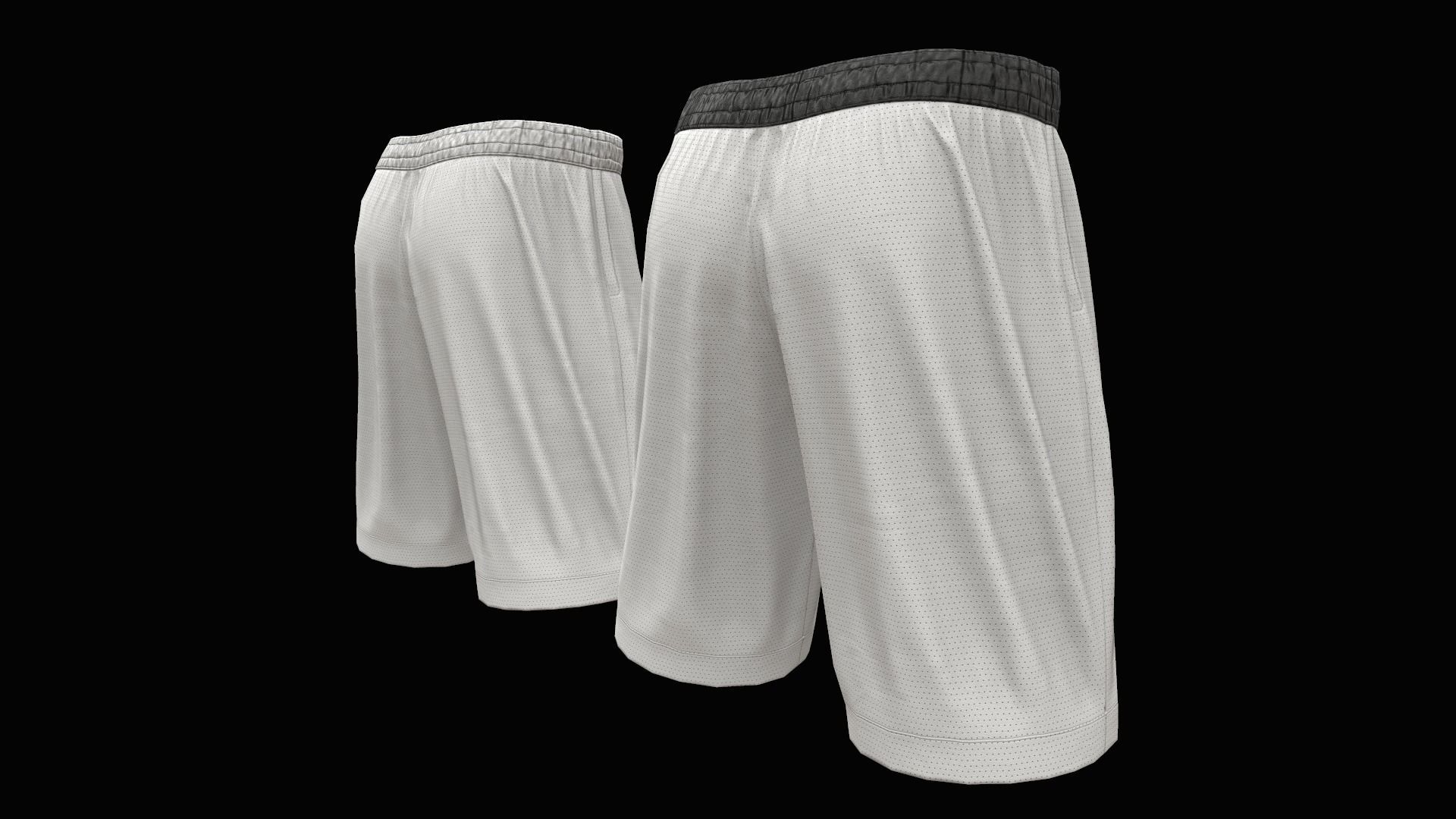 White shorts Low-poly 3D model_8
