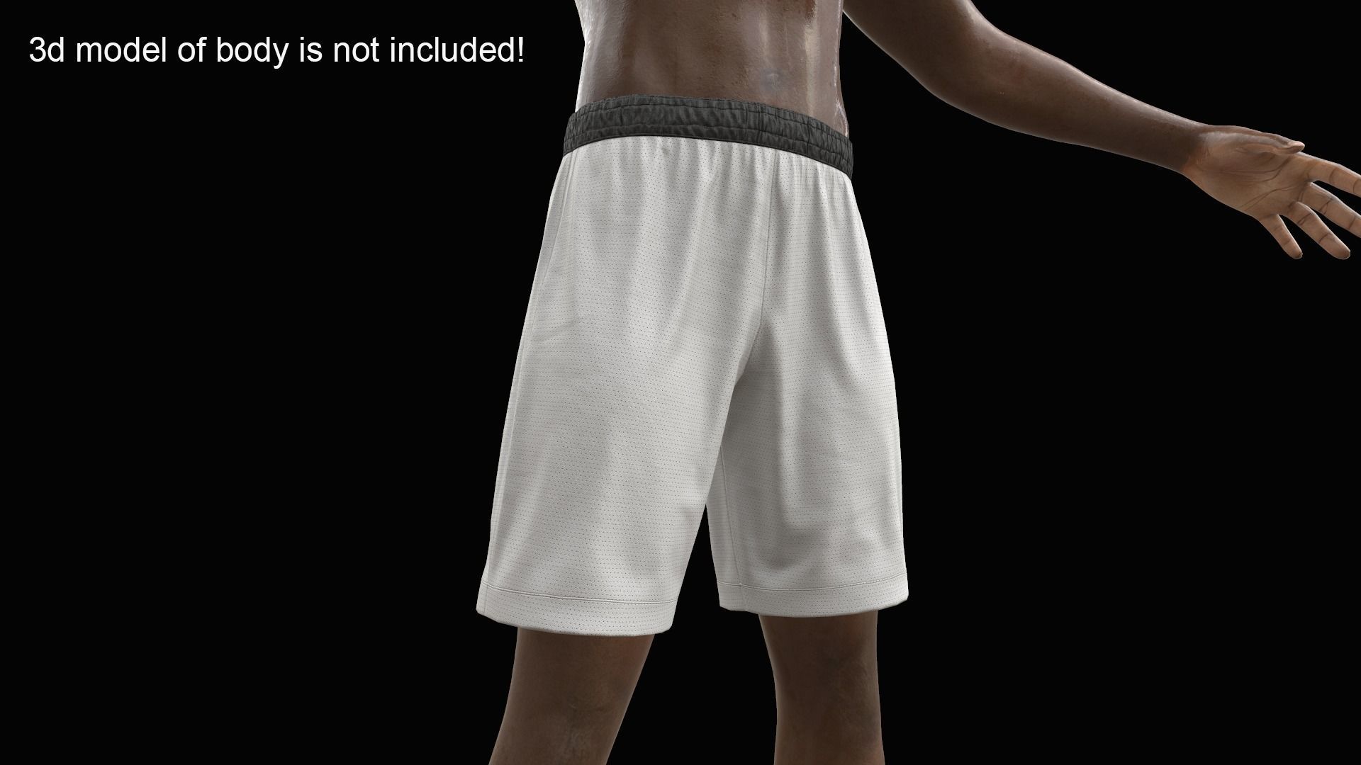 White shorts Low-poly 3D model_14