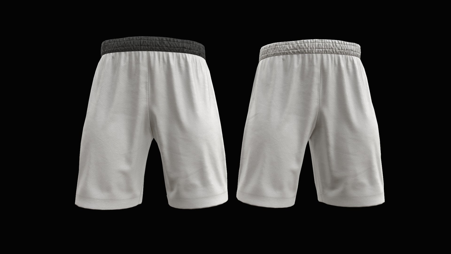 White shorts Low-poly 3D model_4