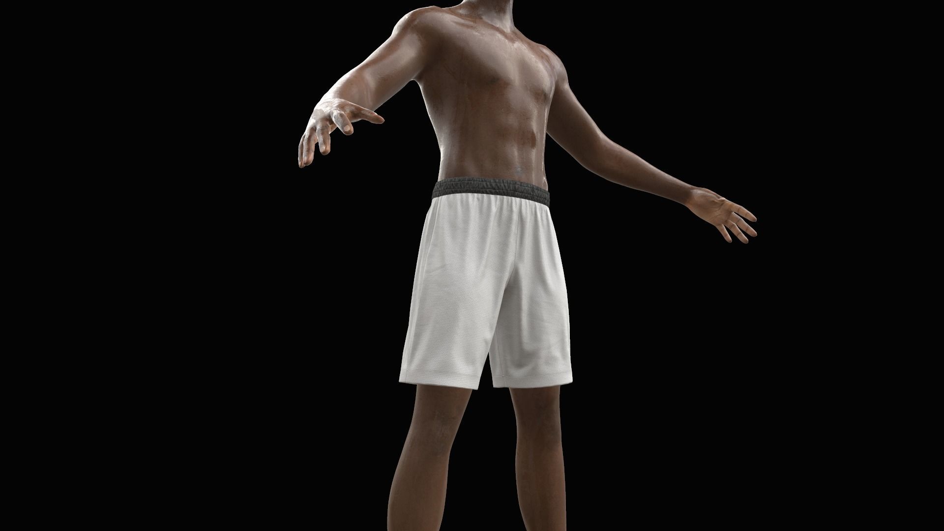 White shorts Low-poly 3D model_15