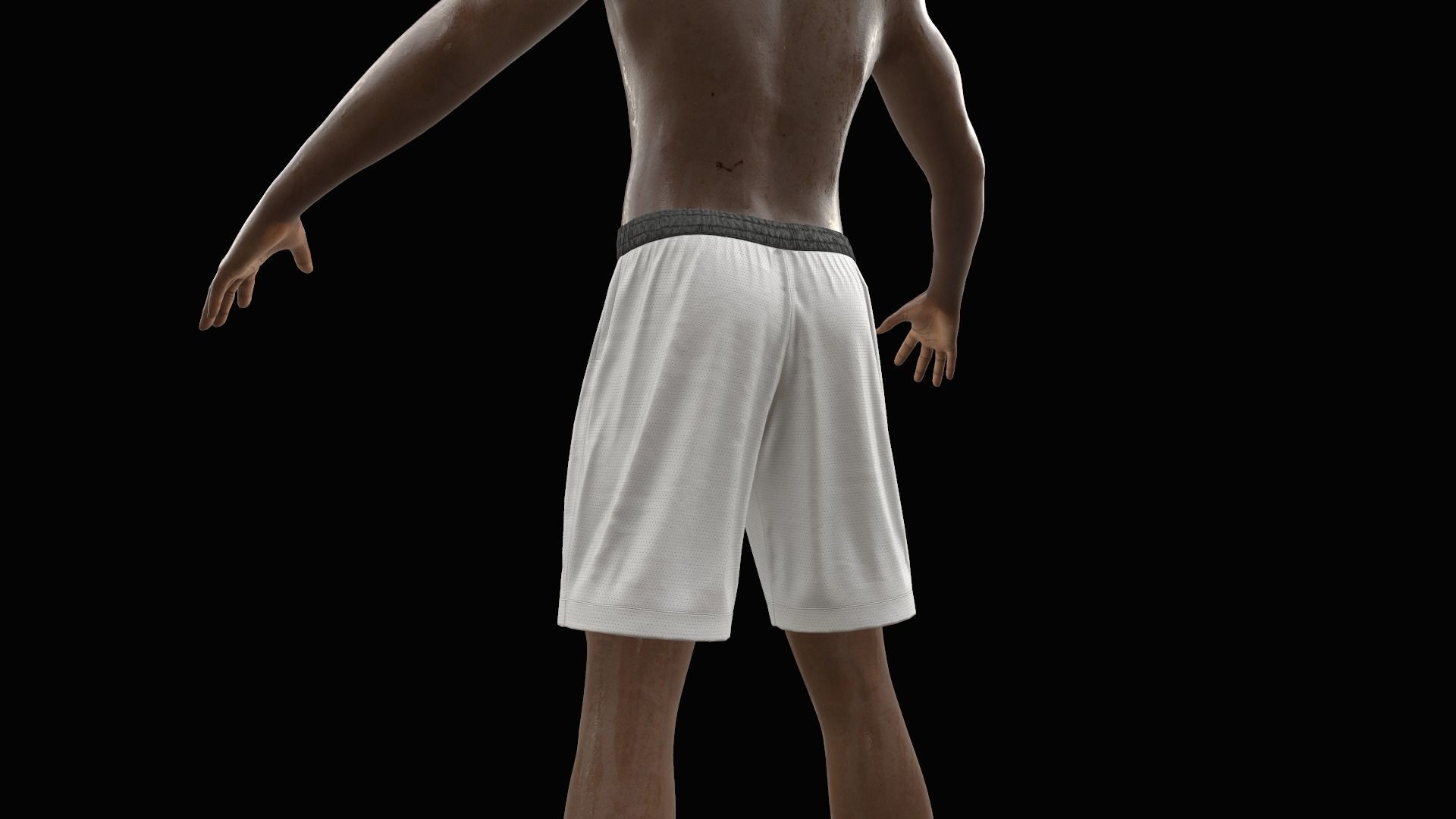 White shorts Low-poly 3D model_16