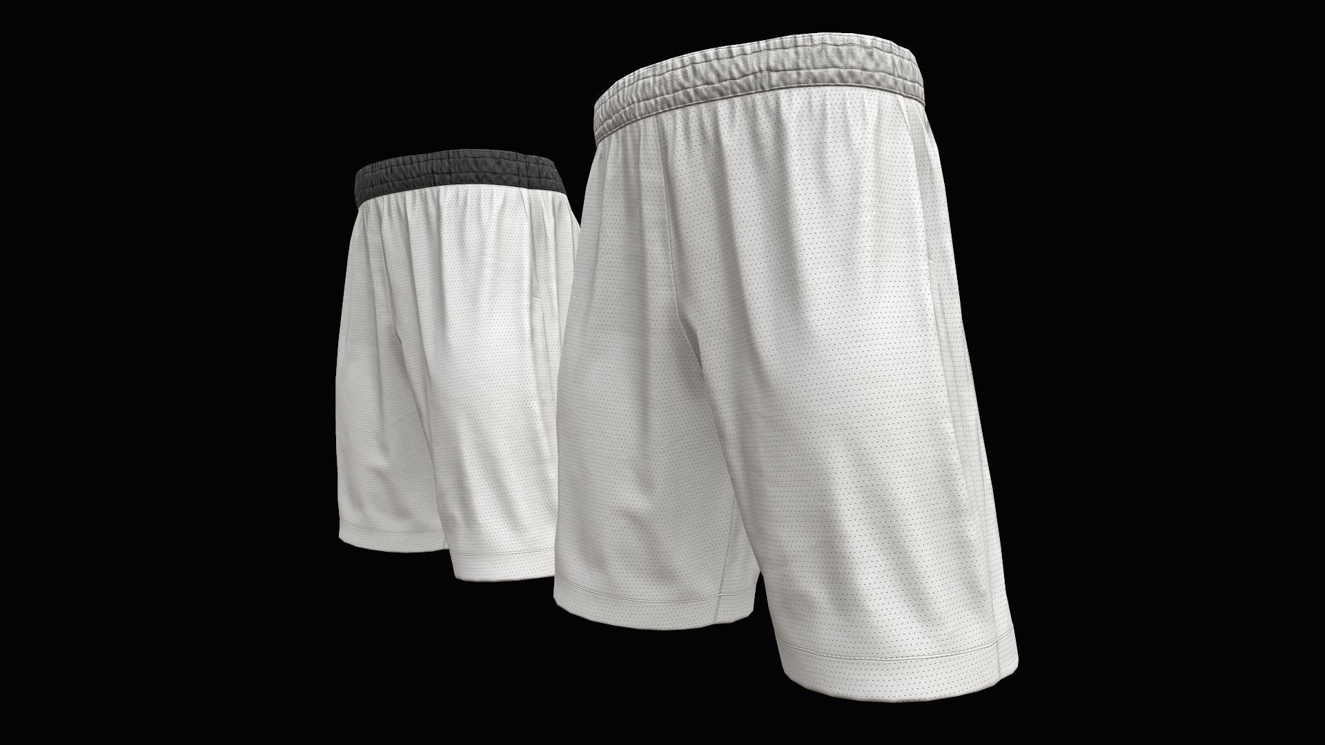 White shorts Low-poly 3D model_5
