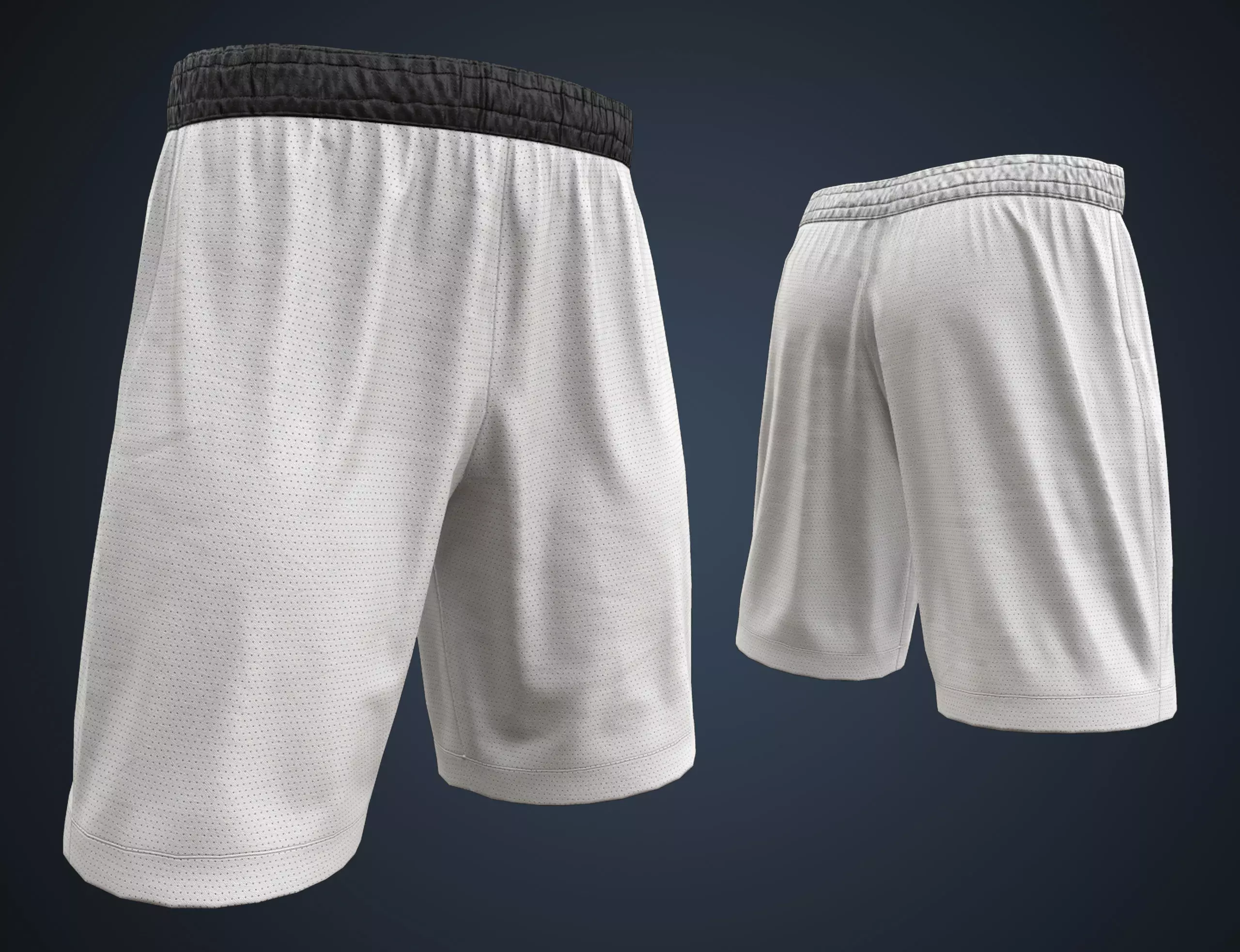 White shorts Low-poly 3D model_0