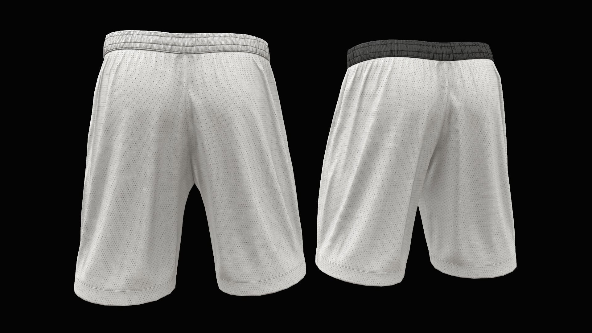 White shorts Low-poly 3D model_7