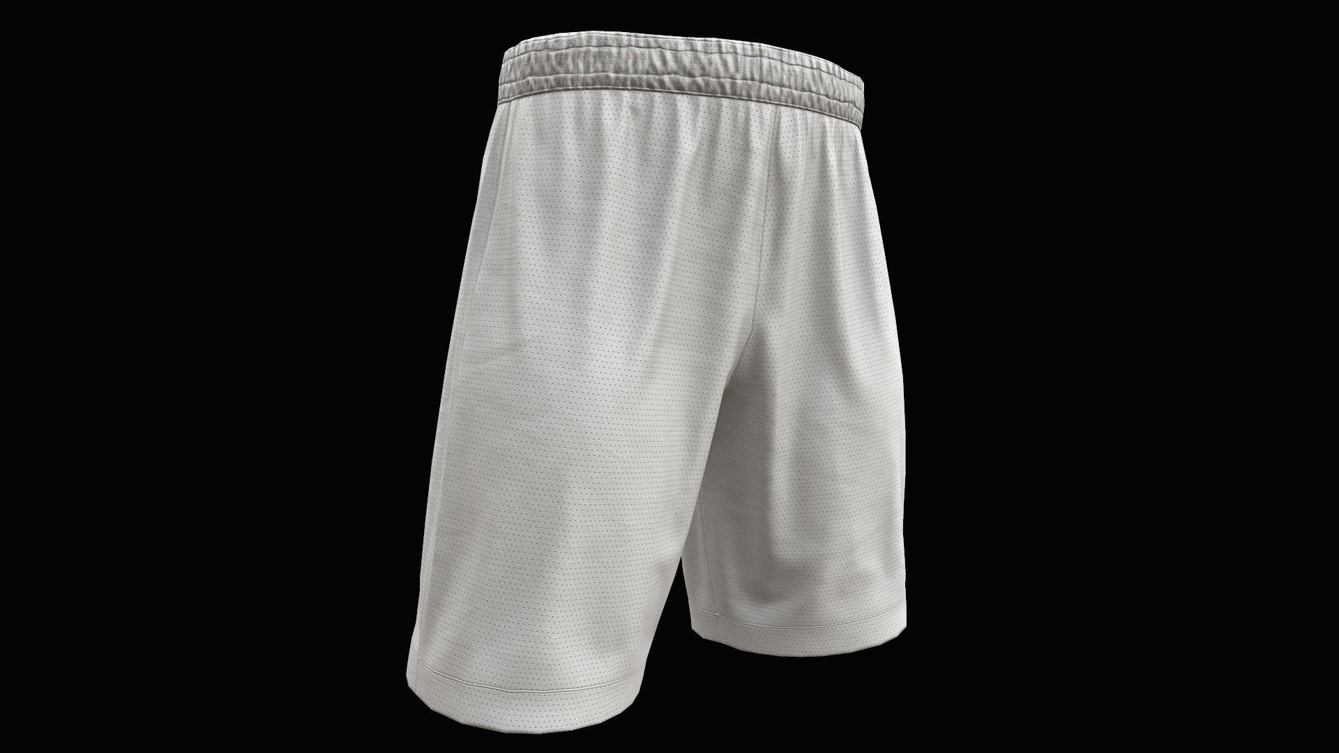 White shorts Low-poly 3D model_3