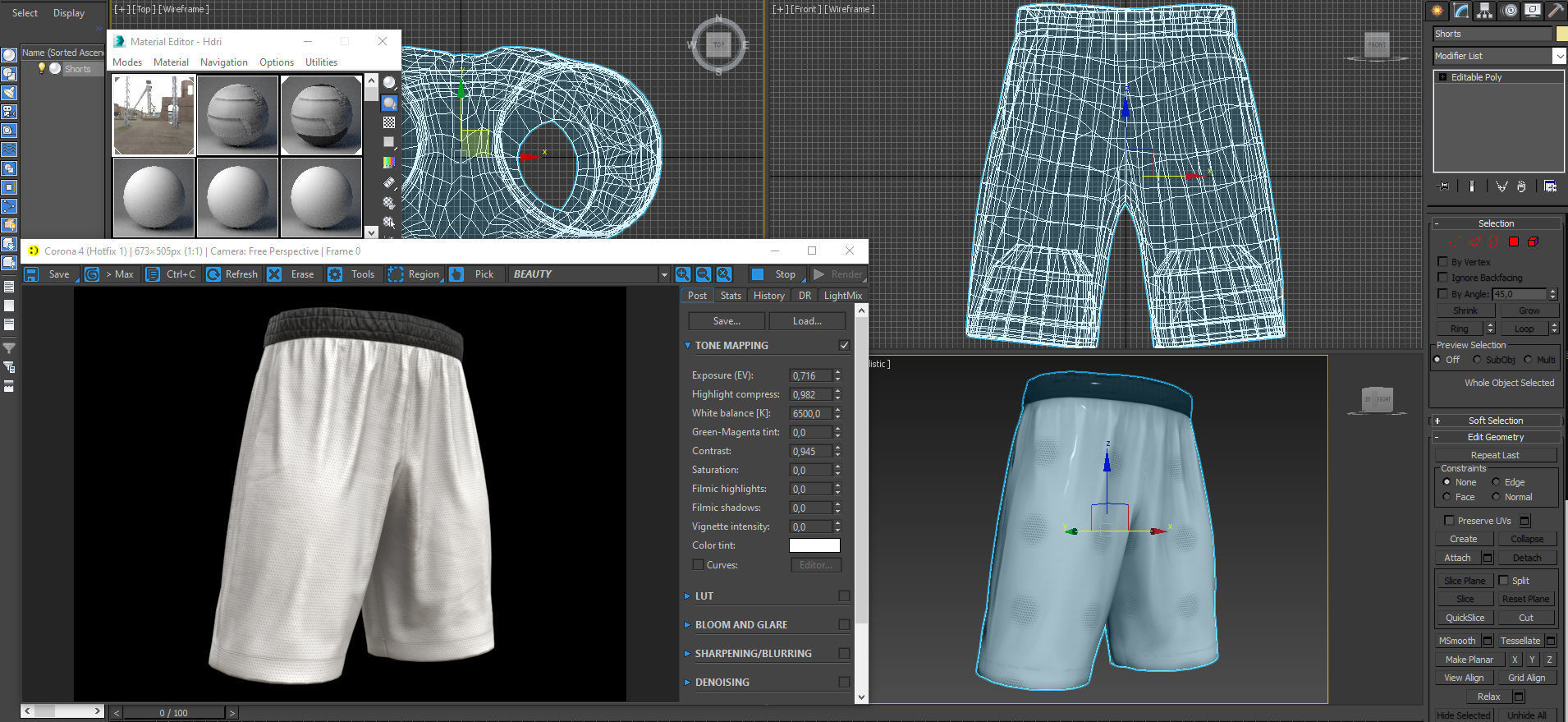 White shorts Low-poly 3D model_25