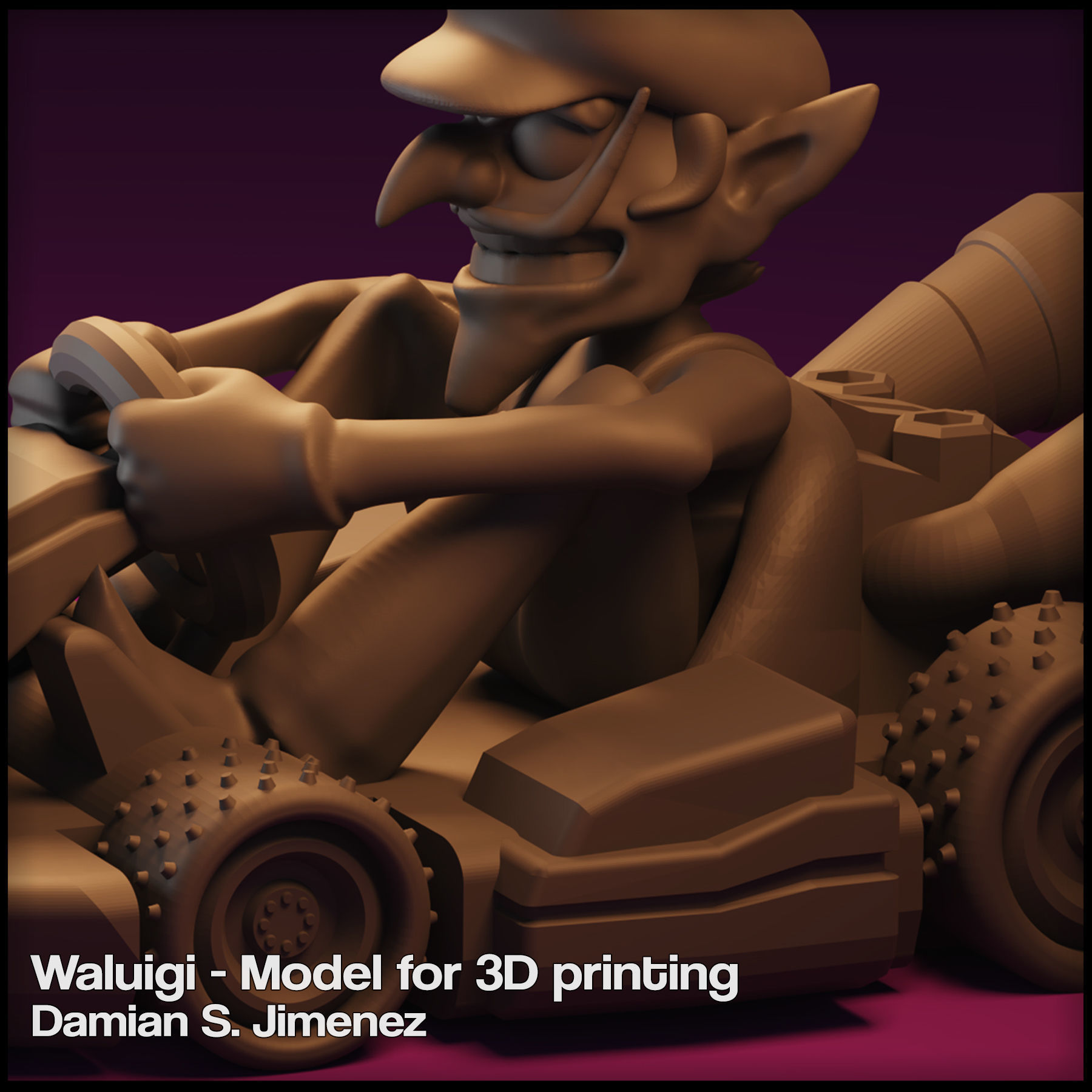 Waluigi Mario Kart - Waluigi for Monopoly Gamer 3D print model_4