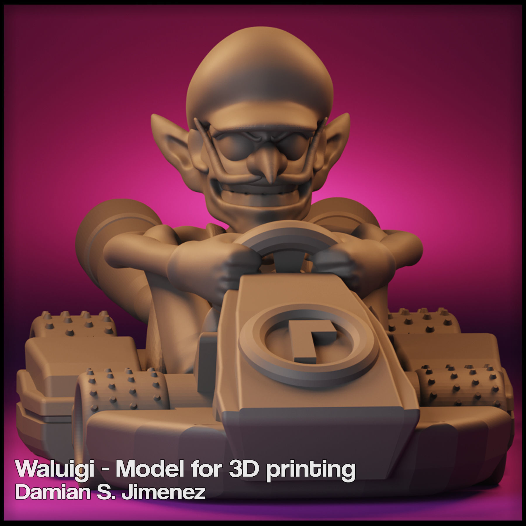 Waluigi Mario Kart - Waluigi for Monopoly Gamer 3D print model_3