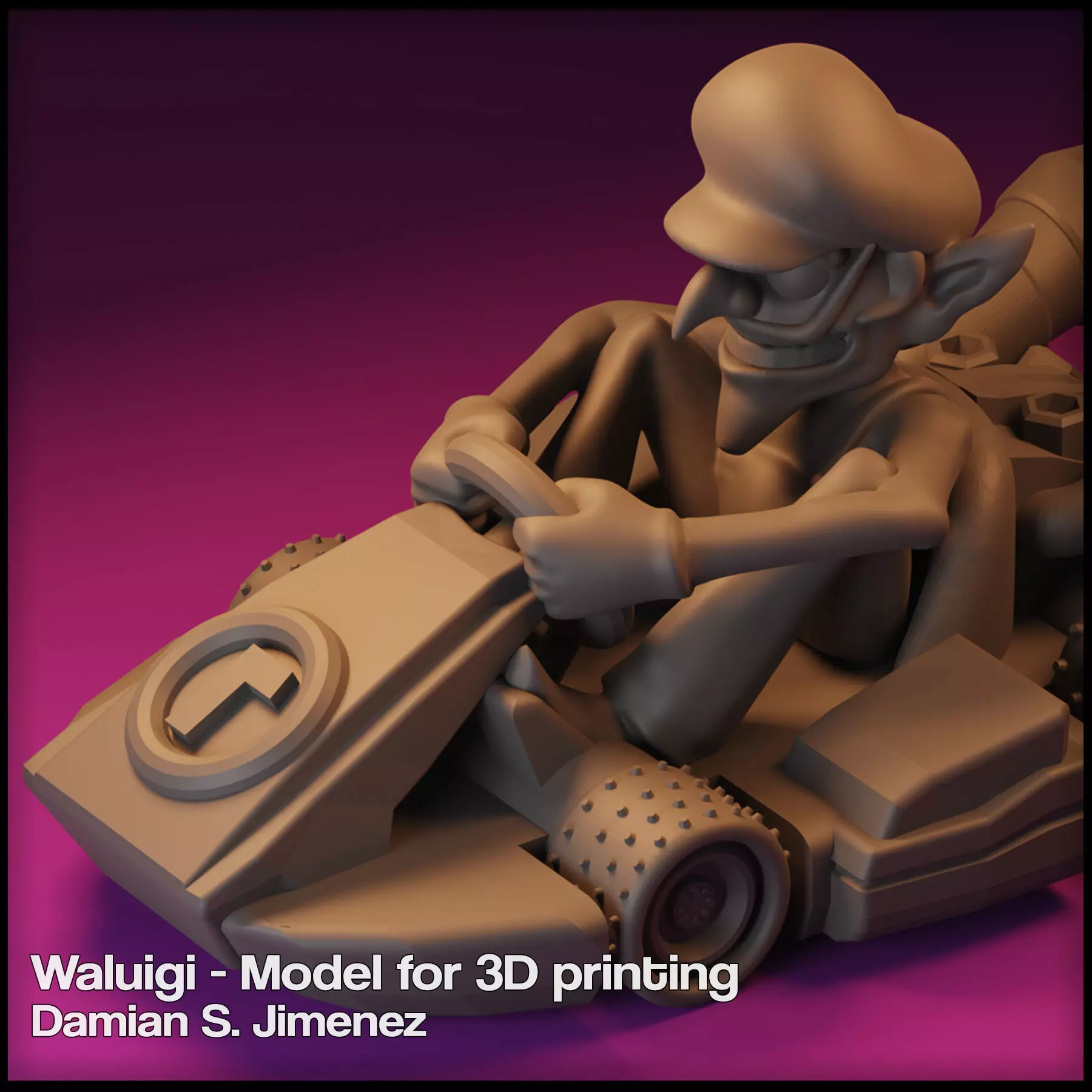 Waluigi Mario Kart - Waluigi for Monopoly Gamer 3D print model_0