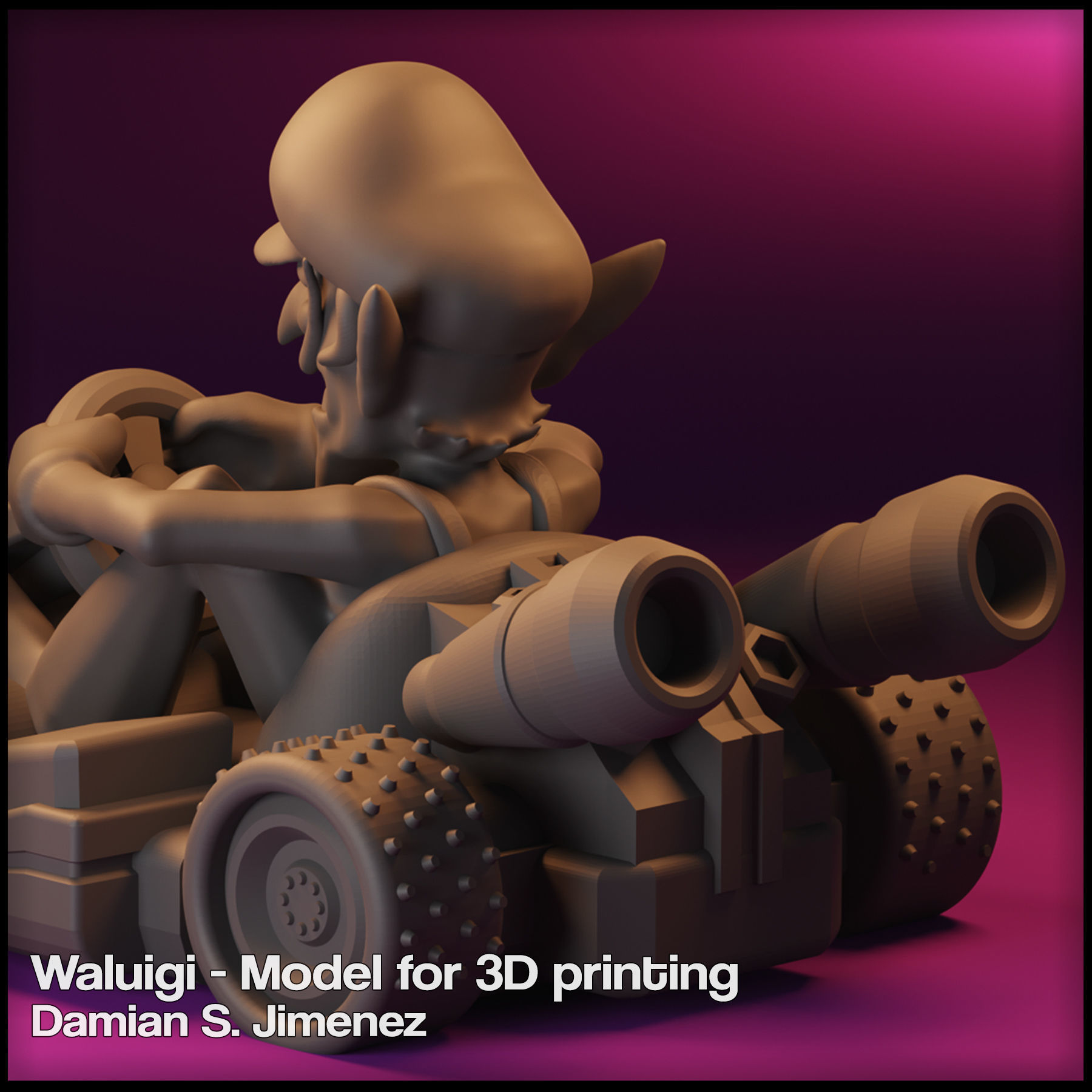 Waluigi Mario Kart - Waluigi for Monopoly Gamer 3D print model_2