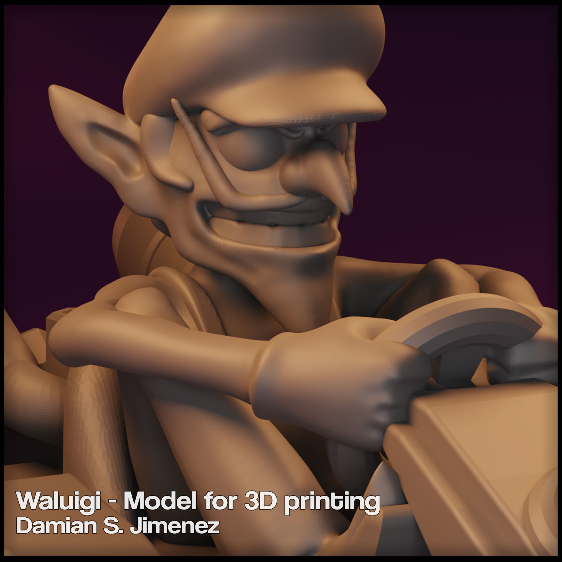 Waluigi Mario Kart - Waluigi for Monopoly Gamer 3D print model_5