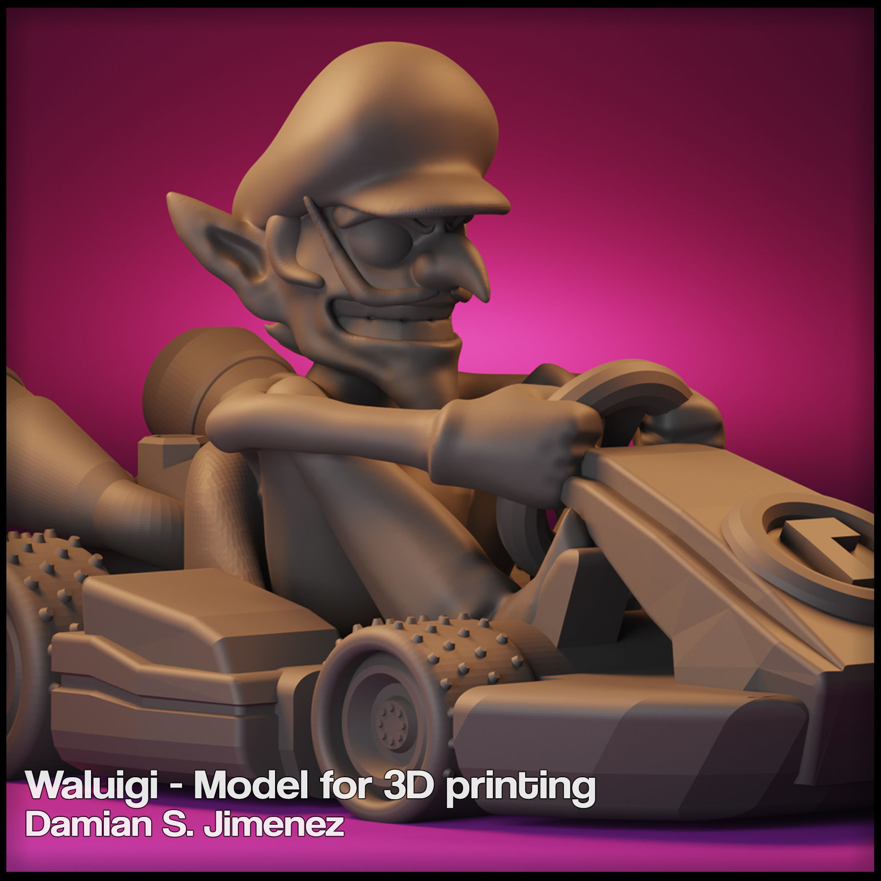 Waluigi Mario Kart - Waluigi for Monopoly Gamer 3D print model_1