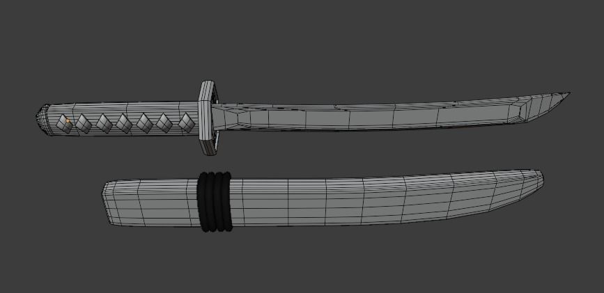 Samurai Katana Low-poly 3D model_9