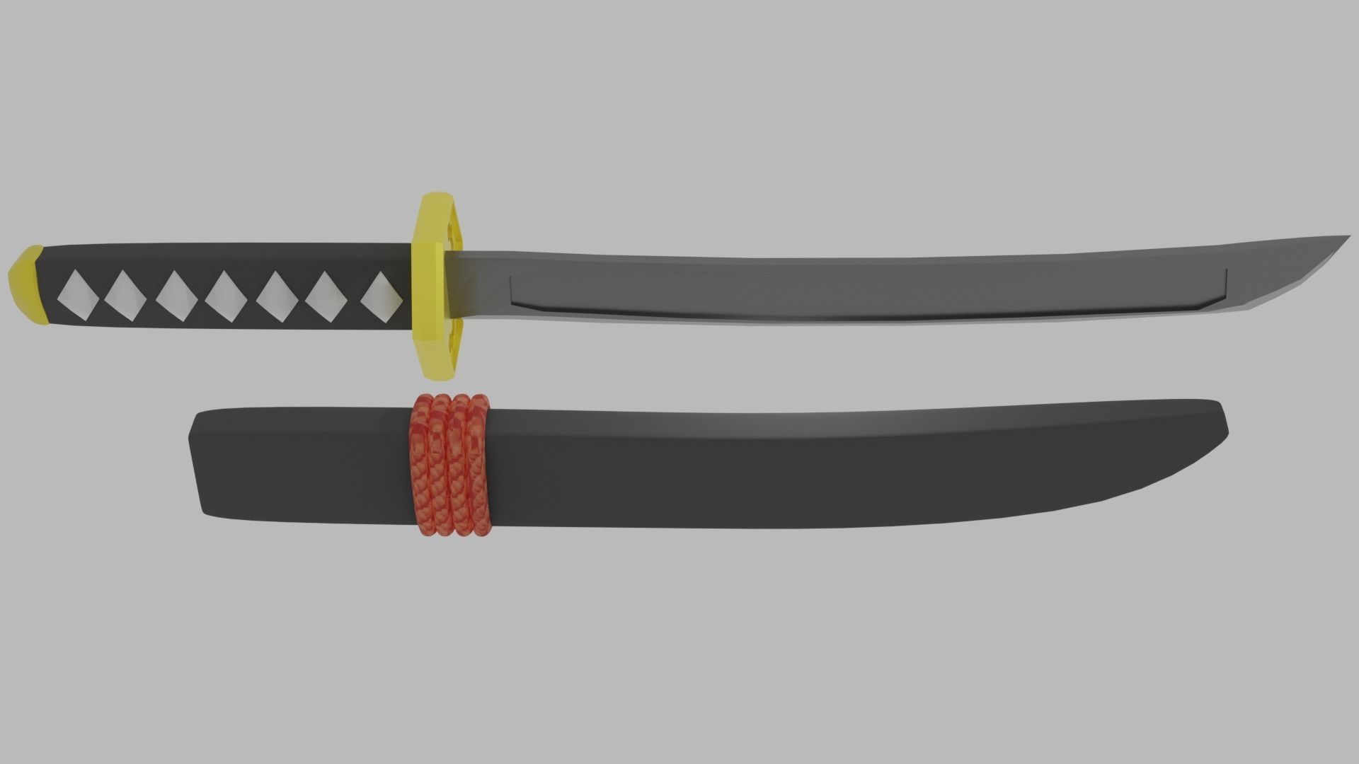 Samurai Katana Low-poly 3D model_1
