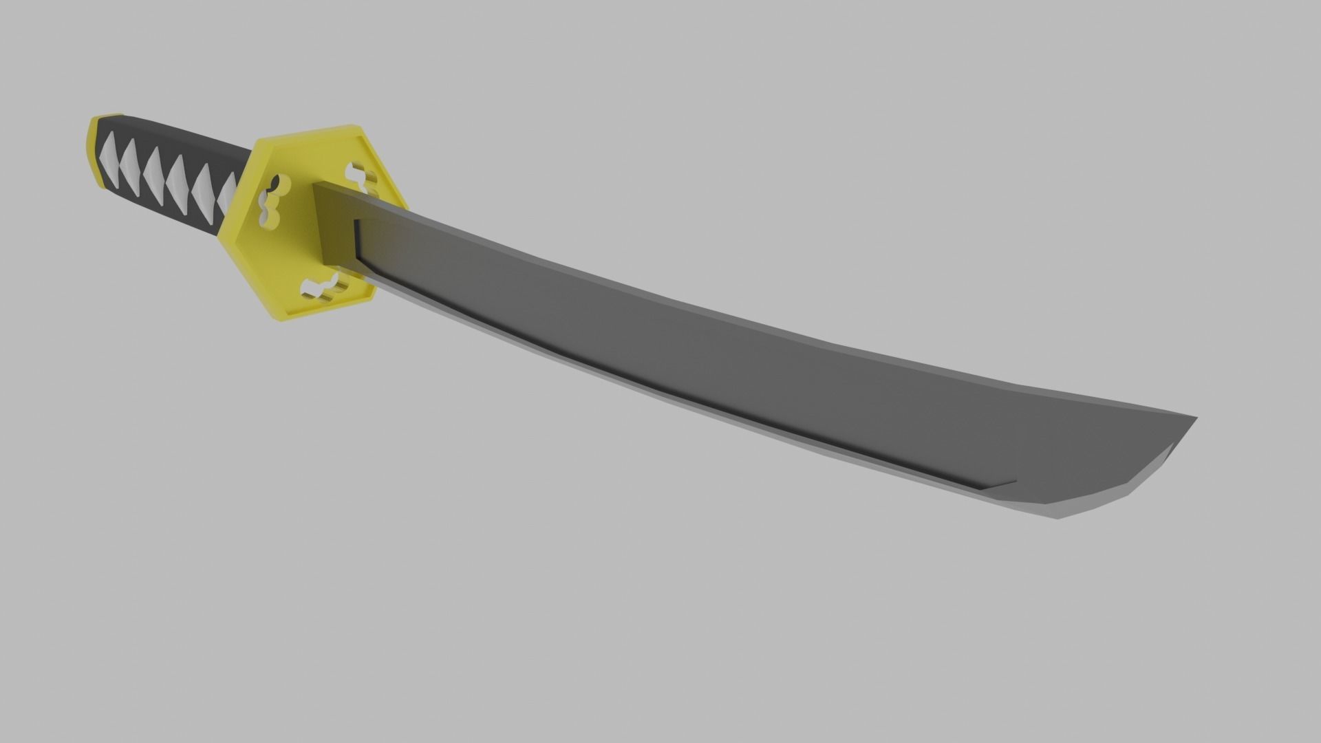 Samurai Katana Low-poly 3D model_2