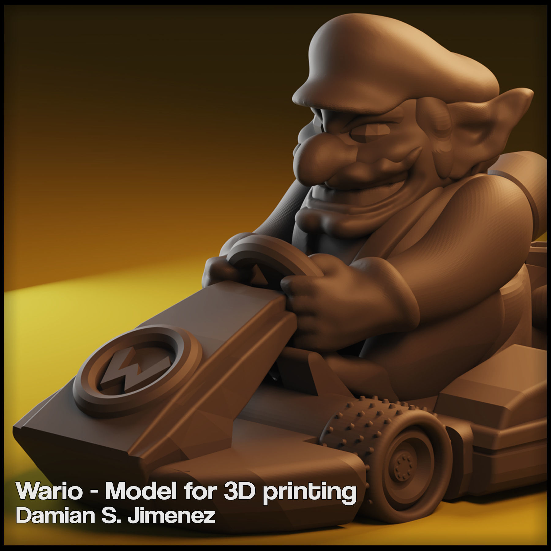 Wario Mario Kart - Wario for Monopoly Gamer 3D print model_3