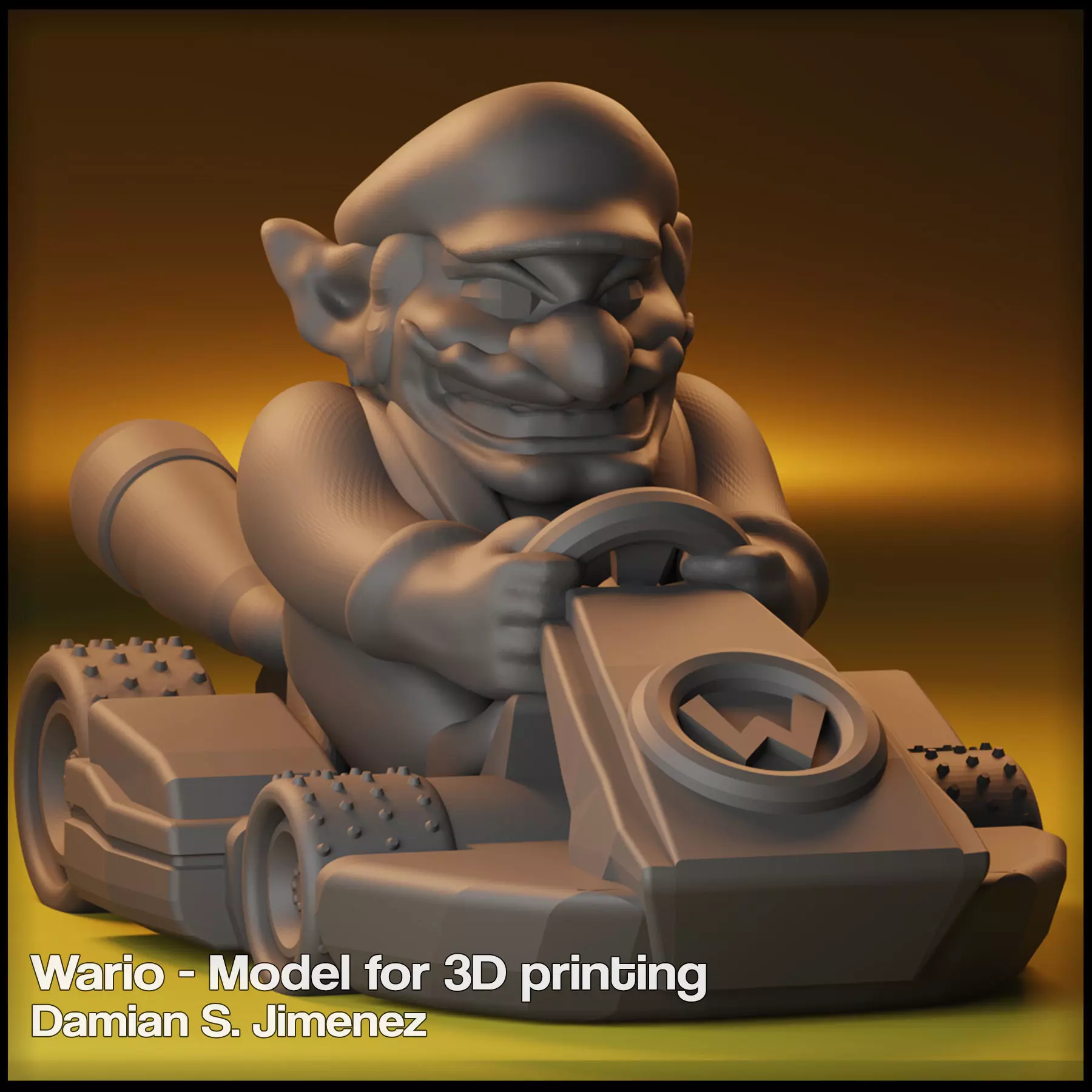 Wario Mario Kart - Wario for Monopoly Gamer 3D print model_0