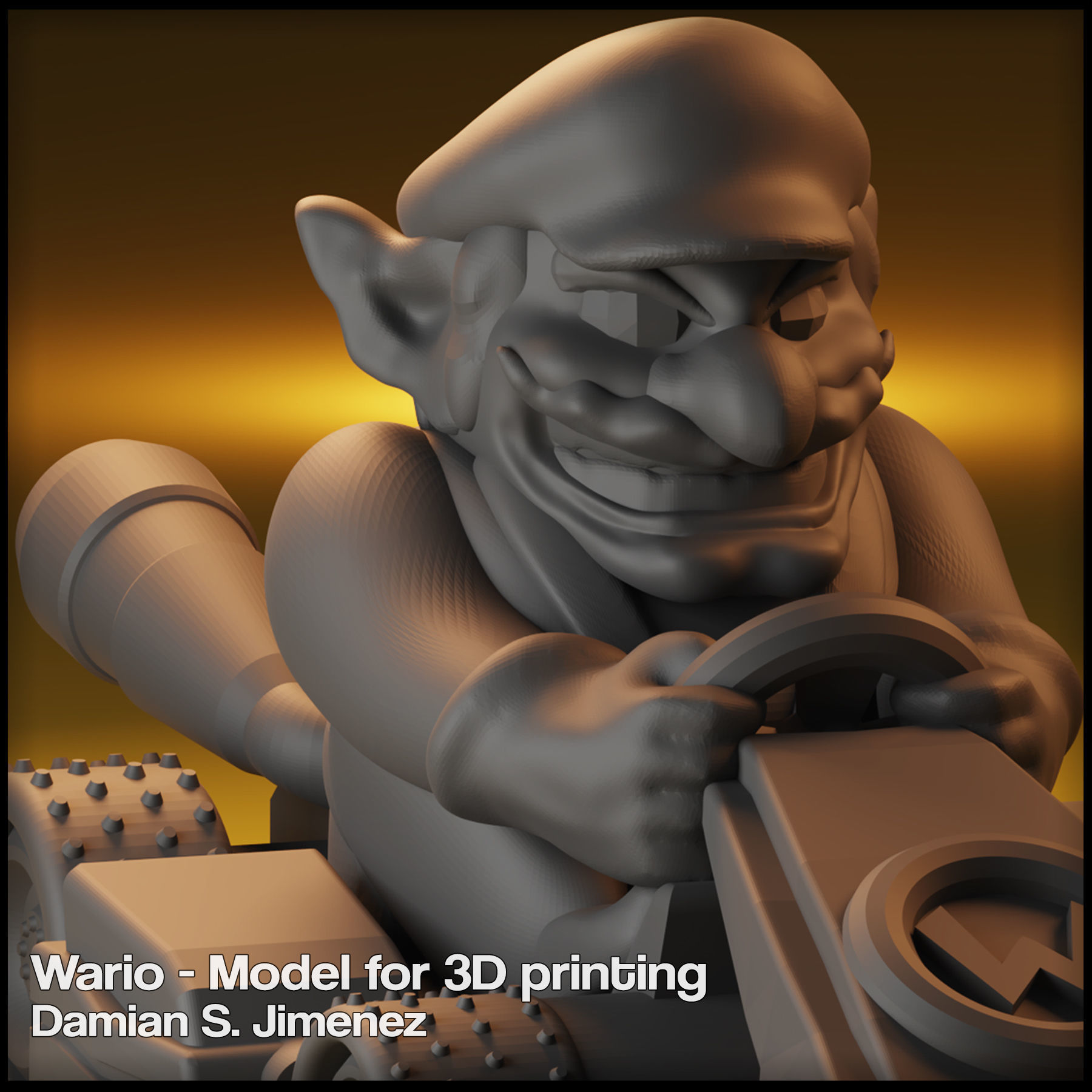 Wario Mario Kart - Wario for Monopoly Gamer 3D print model_4