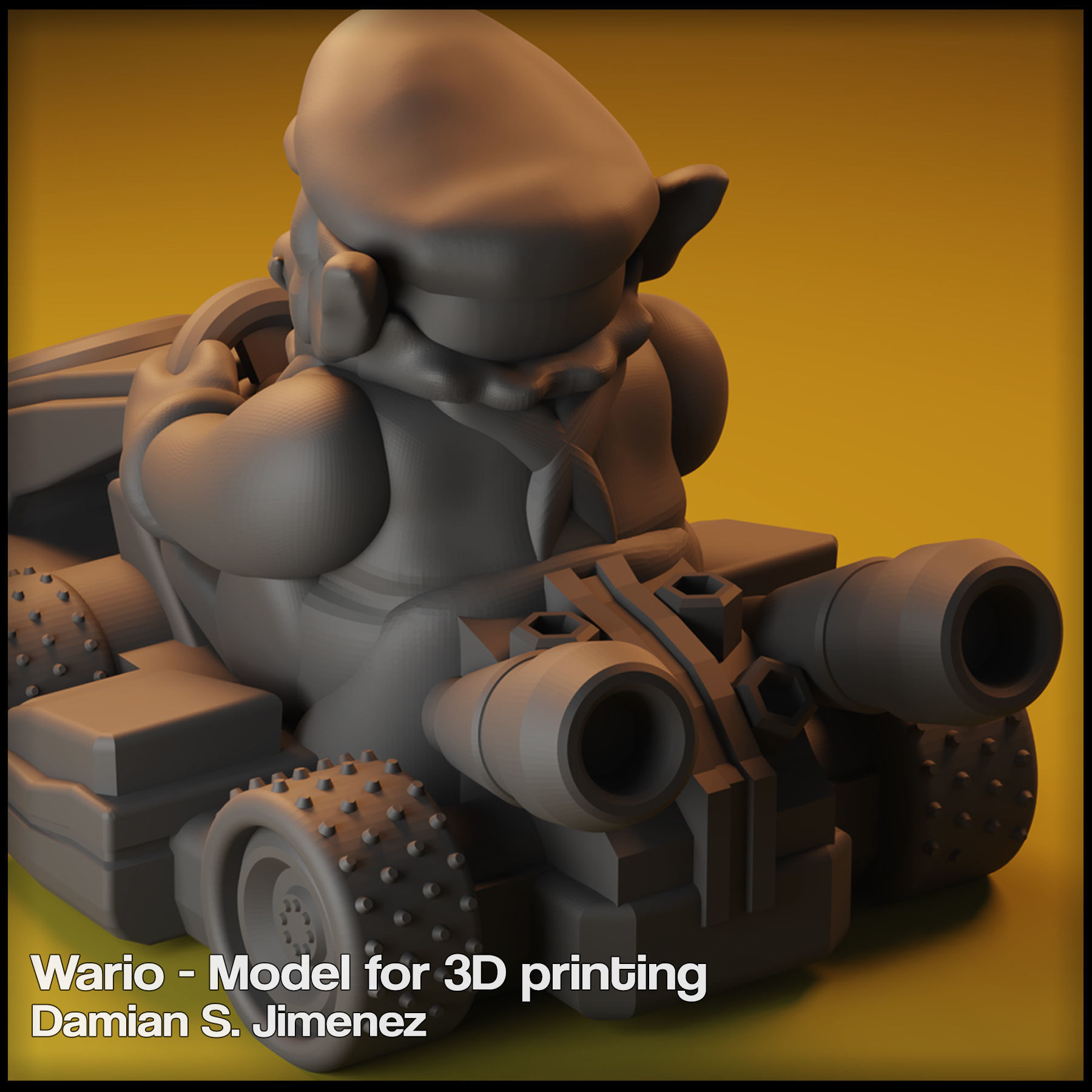 Wario Mario Kart - Wario for Monopoly Gamer 3D print model_2