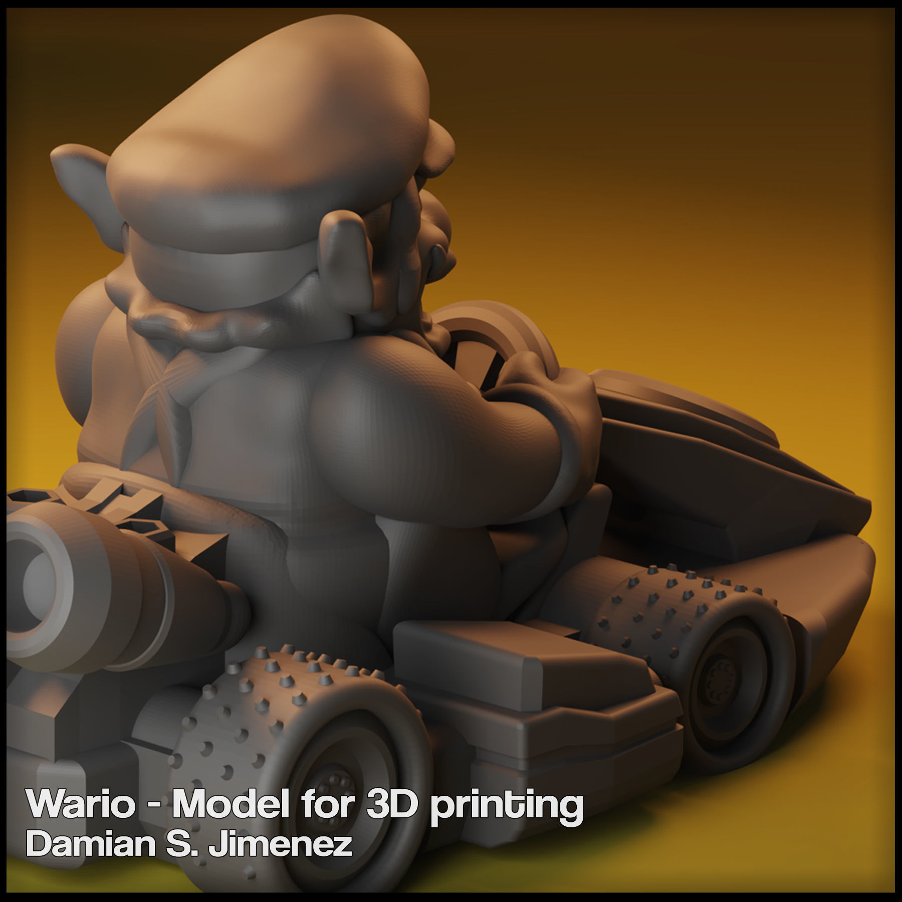 Wario Mario Kart - Wario for Monopoly Gamer 3D print model_1