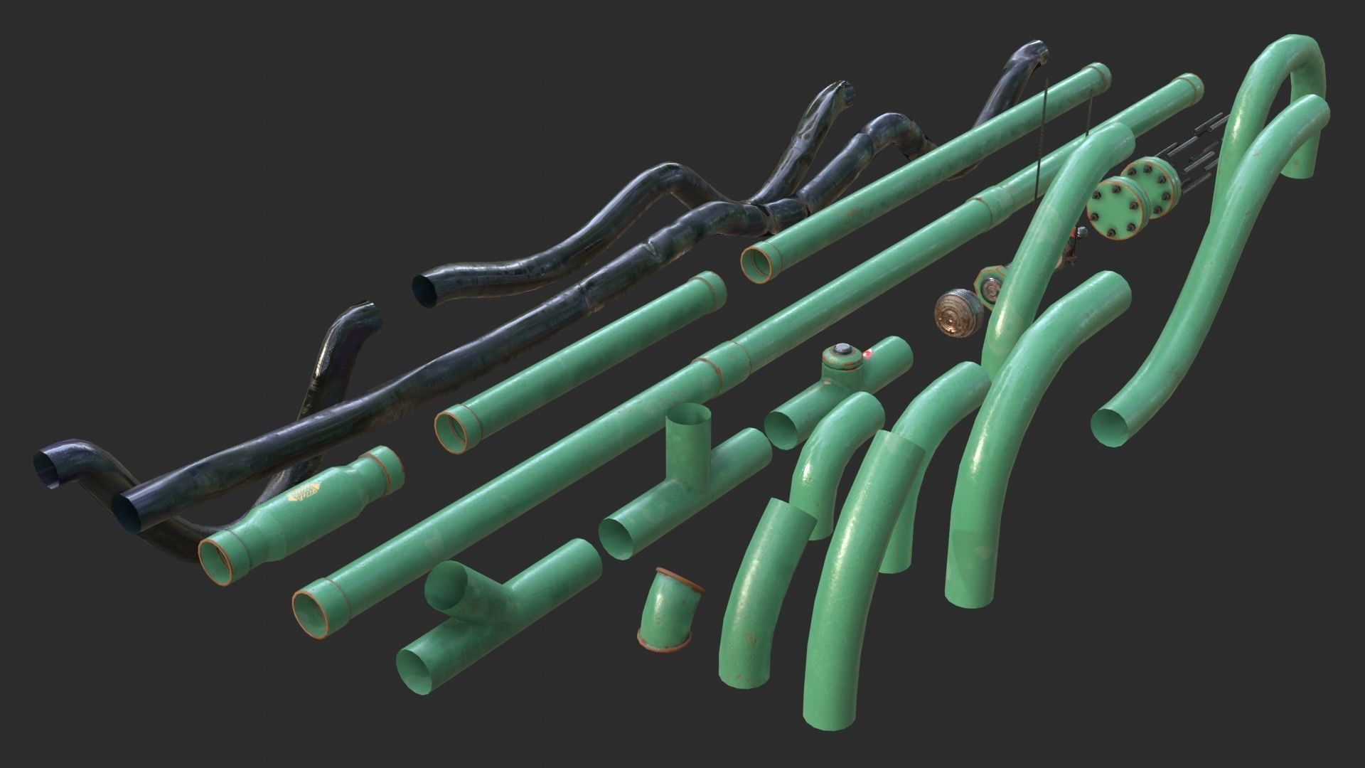 Modular Pipes - Oil Pipelines Low-poly 3D model_4