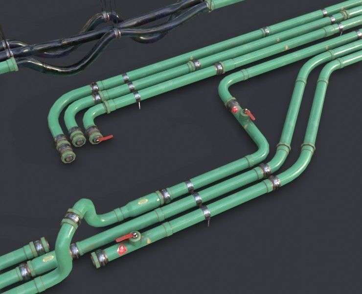 Modular Pipes - Oil Pipelines Low-poly 3D model_1