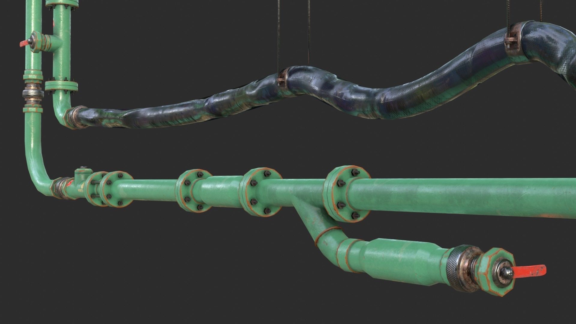 Modular Pipes - Oil Pipelines Low-poly 3D model_16